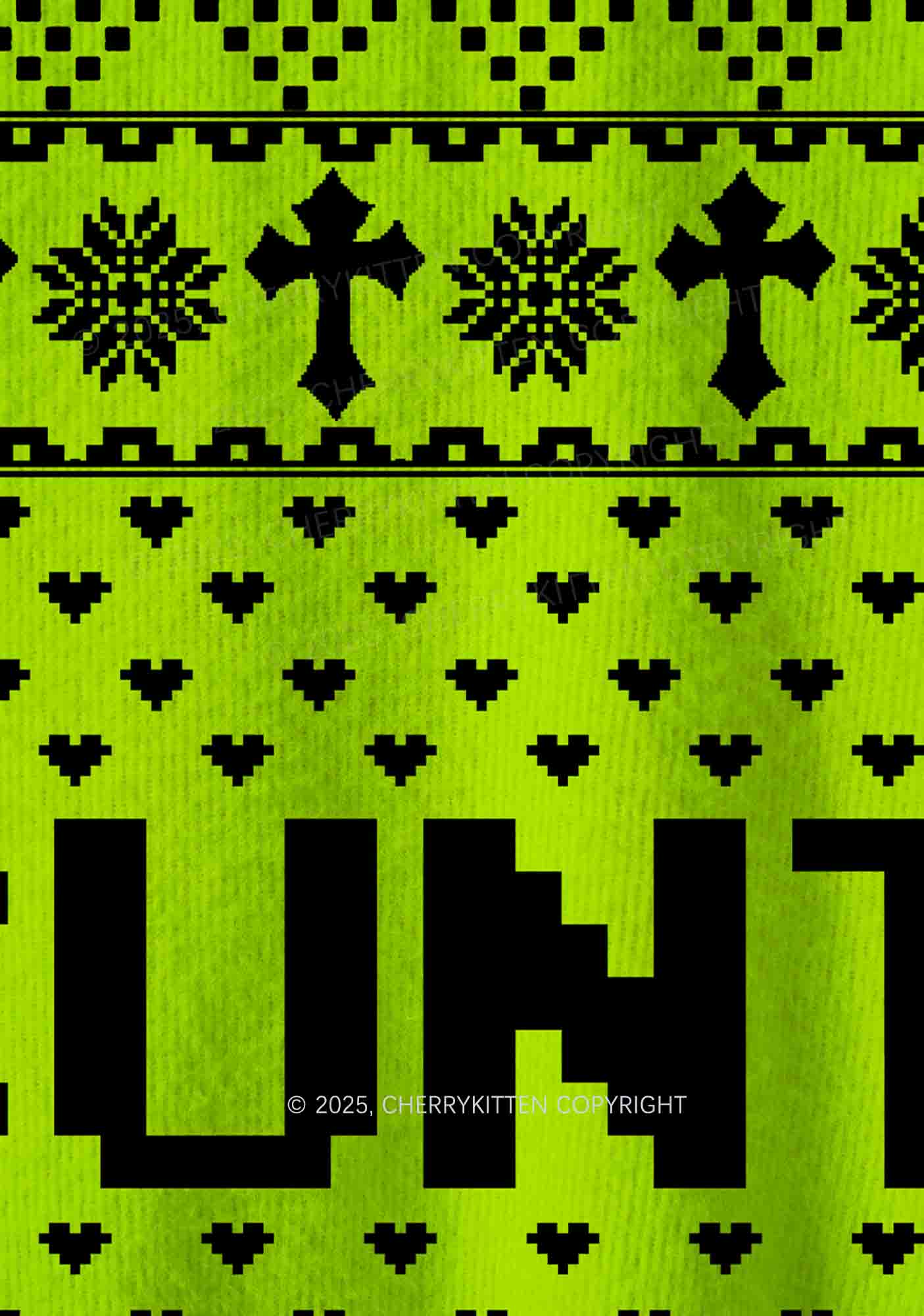 Green Cxxt Y2K Christmas Knit Sweatshirt Cherrykitten - Image 4