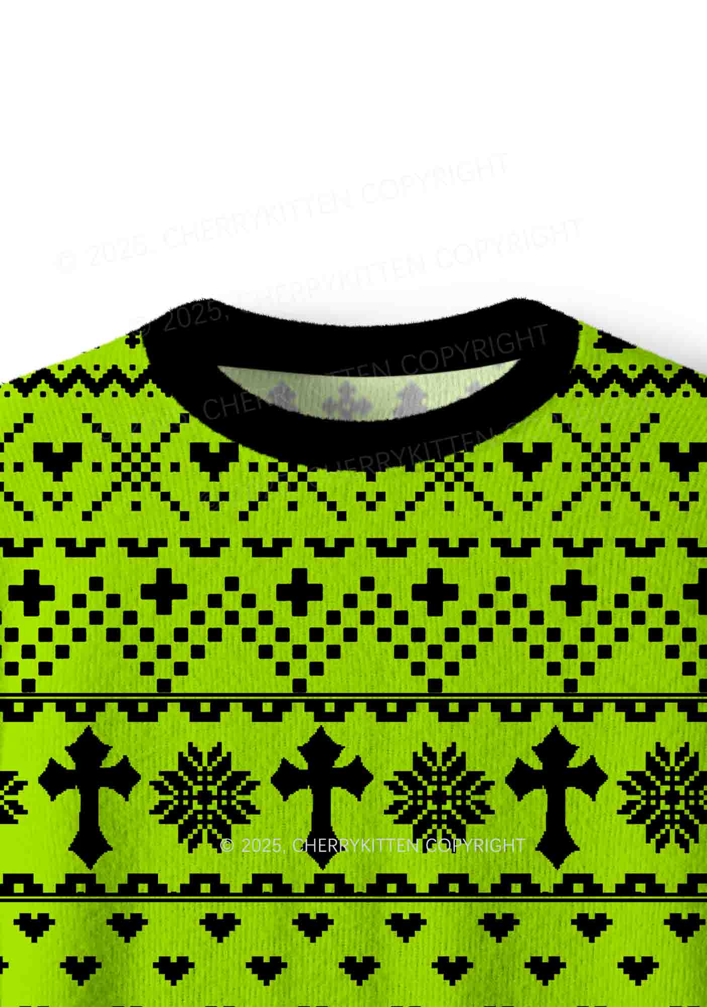 Green Cxxt Y2K Christmas Knit Sweatshirt Cherrykitten - Image 5