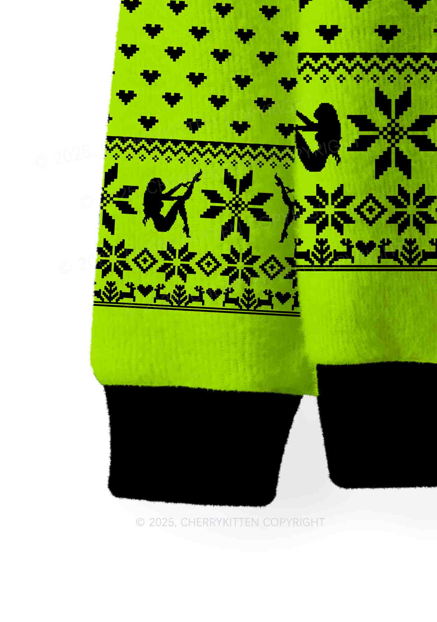 Green Cxxt Y2K Christmas Knit Sweatshirt Cherrykitten - Image 6