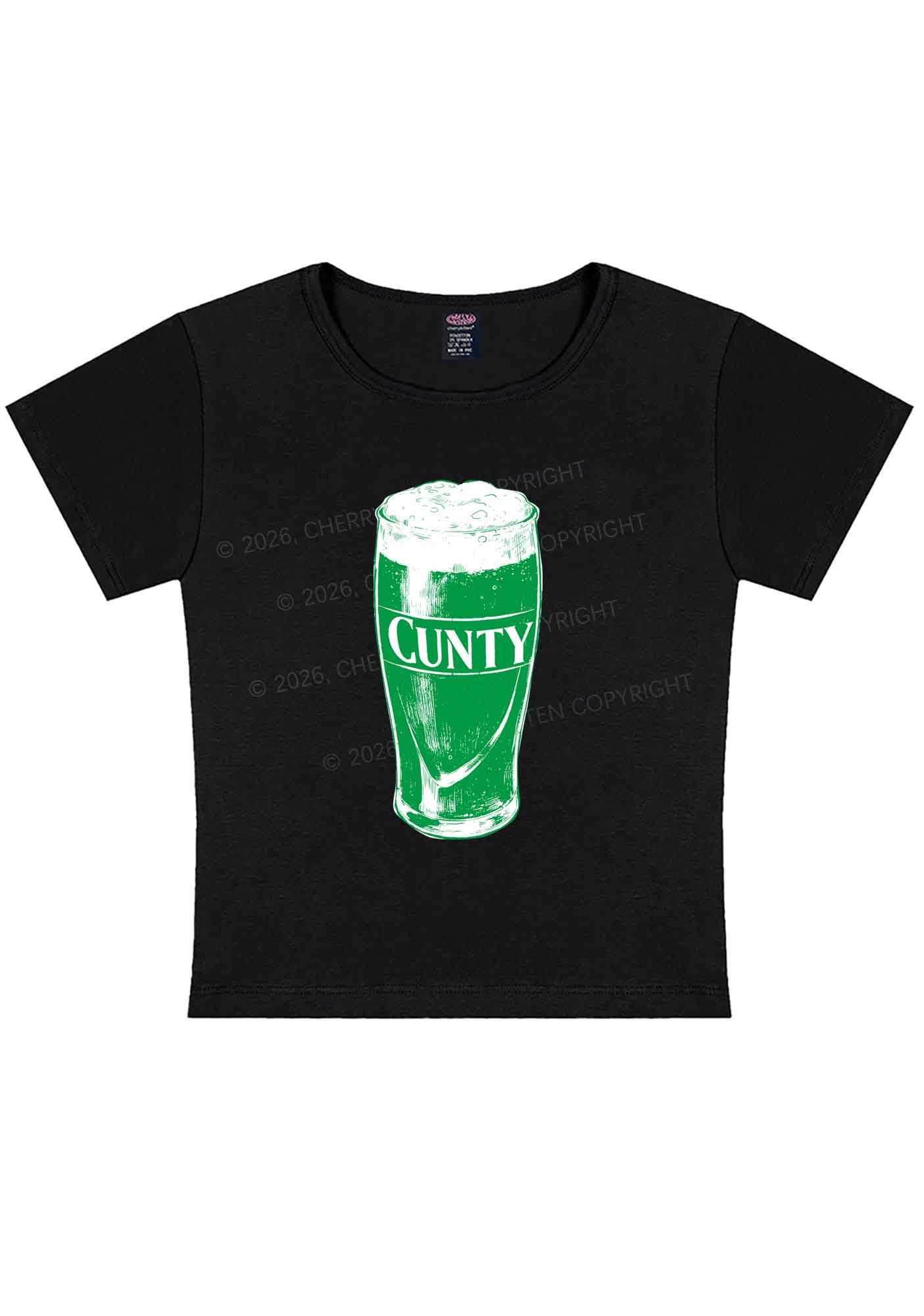 Green Cxxty Beer St Patricks Y2K Baby Tee Cherrykitten - Image 3