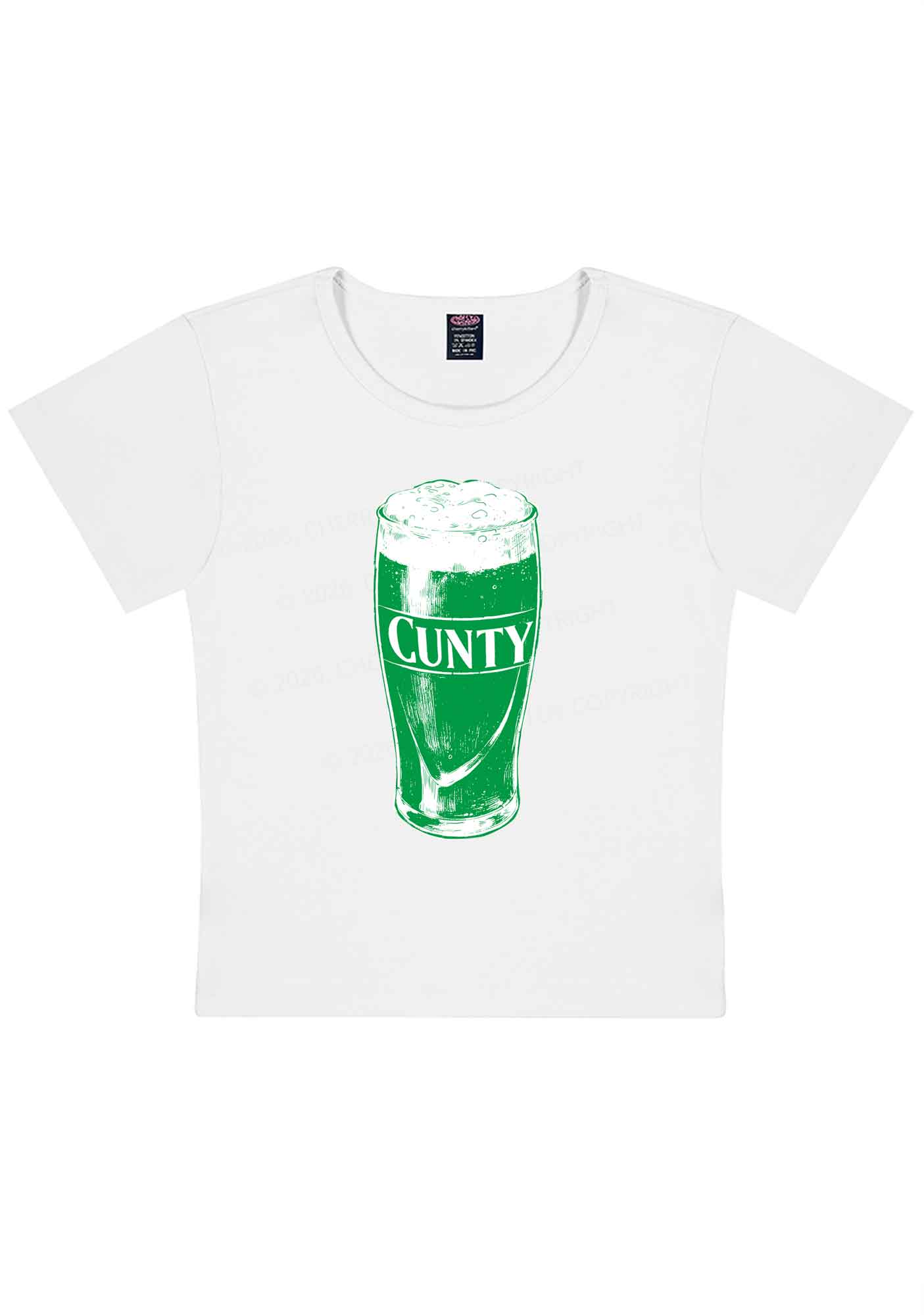 Green Cxxty Beer St Patricks Y2K Baby Tee Cherrykitten - Image 4