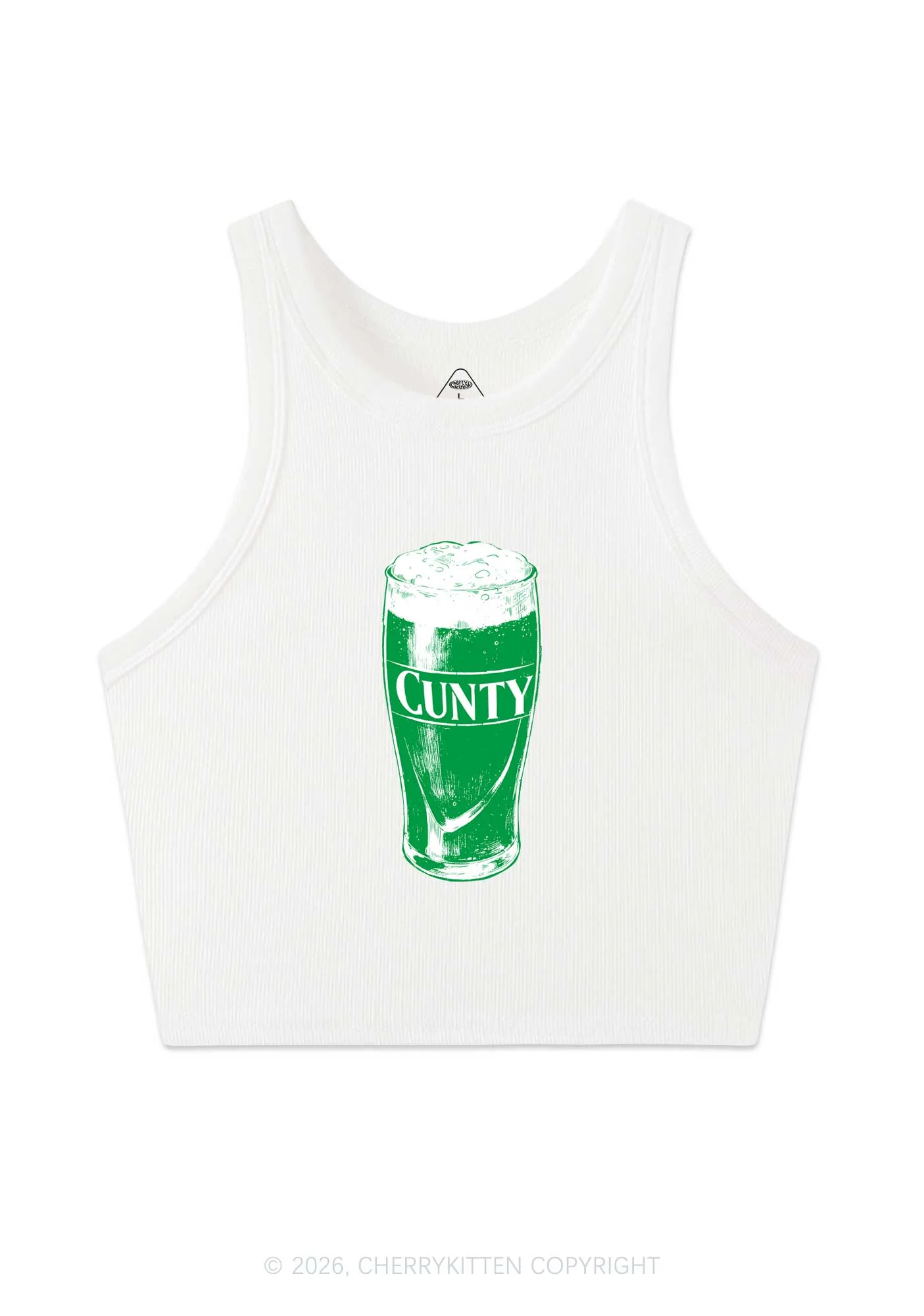 Green Cxxty Beer St Patricks Y2K Crop Tank Top Cherrykitten - Image 4