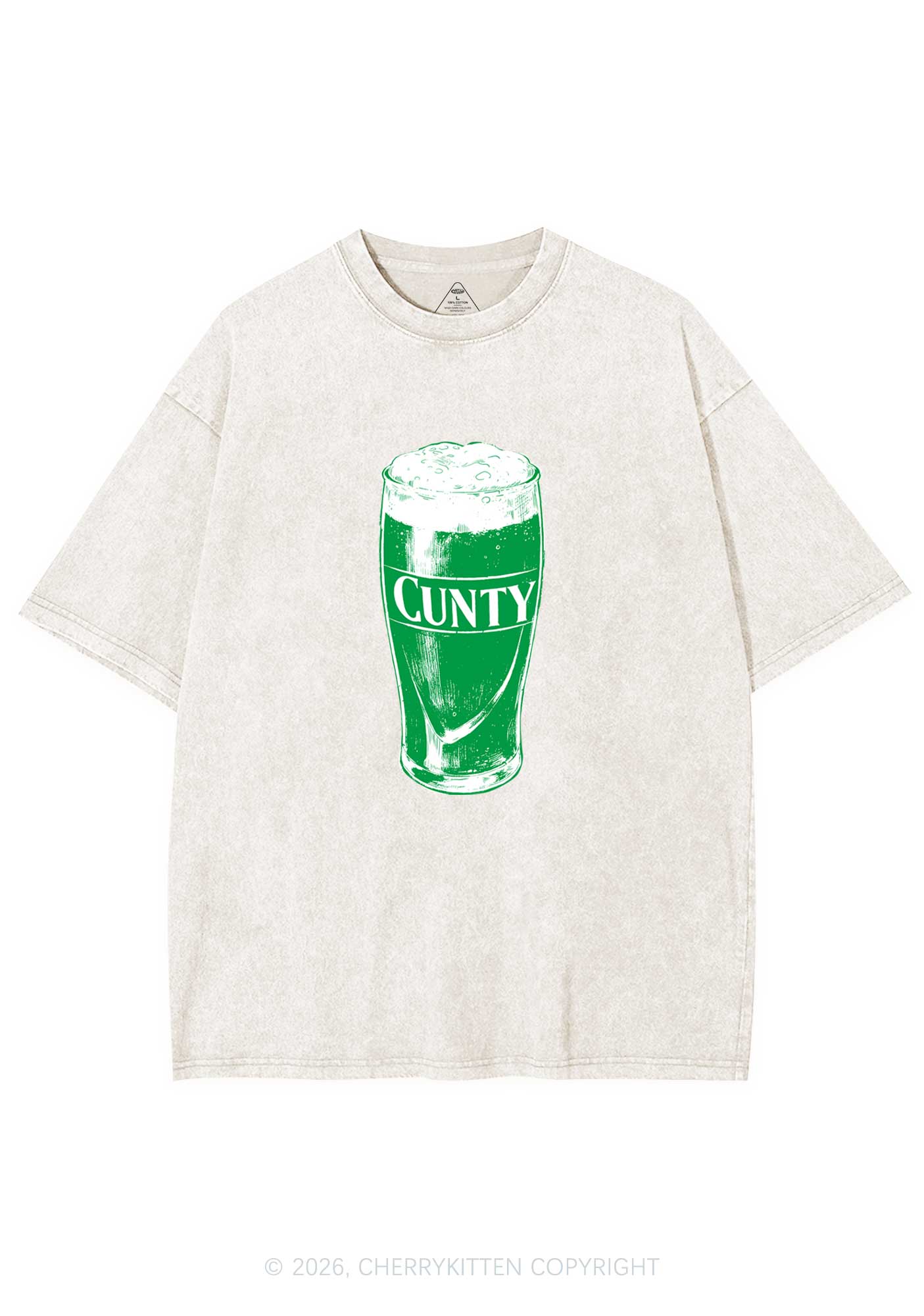 Green Cxxty Beer St Patricks Y2K Shirts Washed Tee Cherrykitten - Image 4