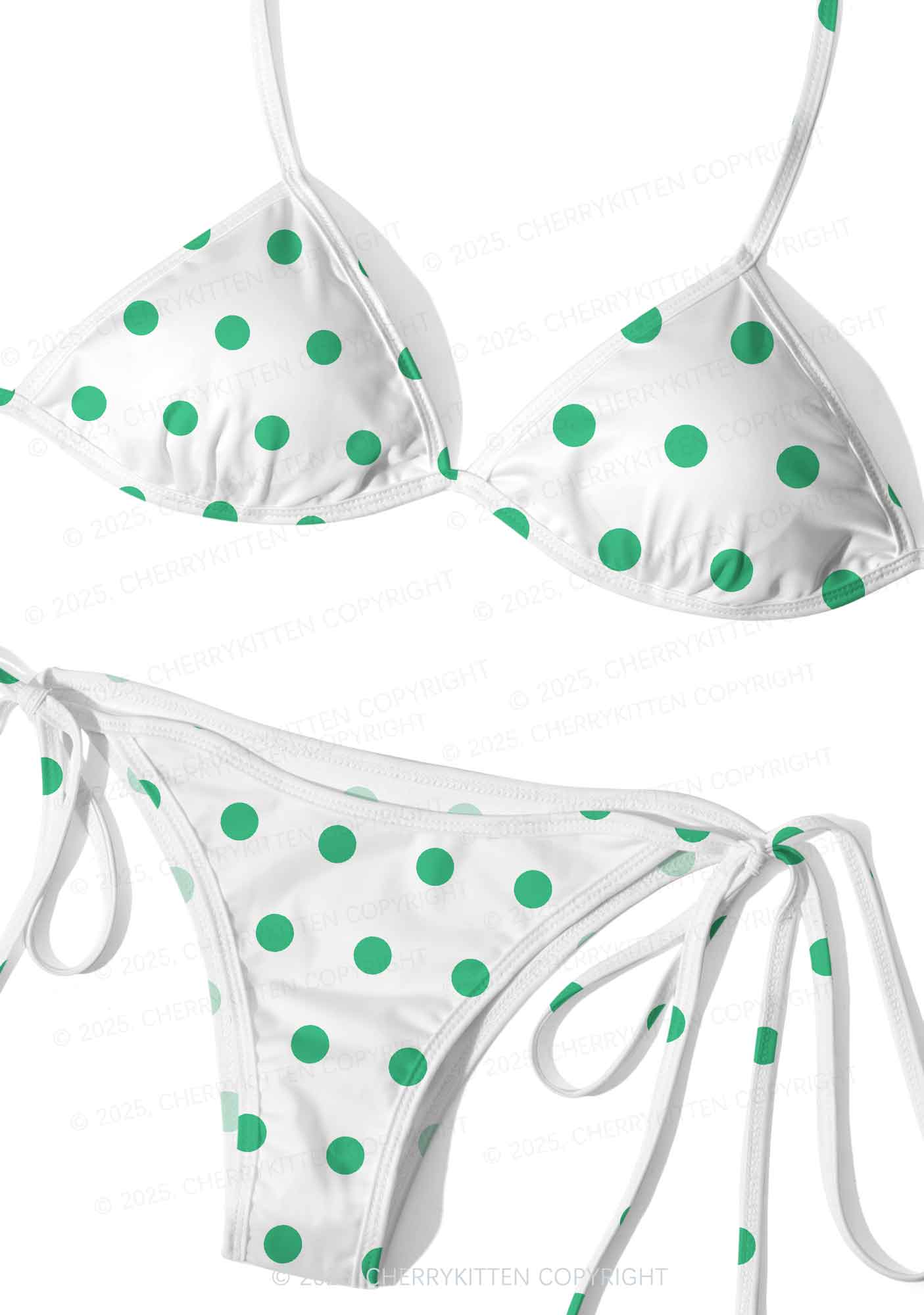 Green Dots Y2K Print Bikini Set Cherrykitten - Image 3