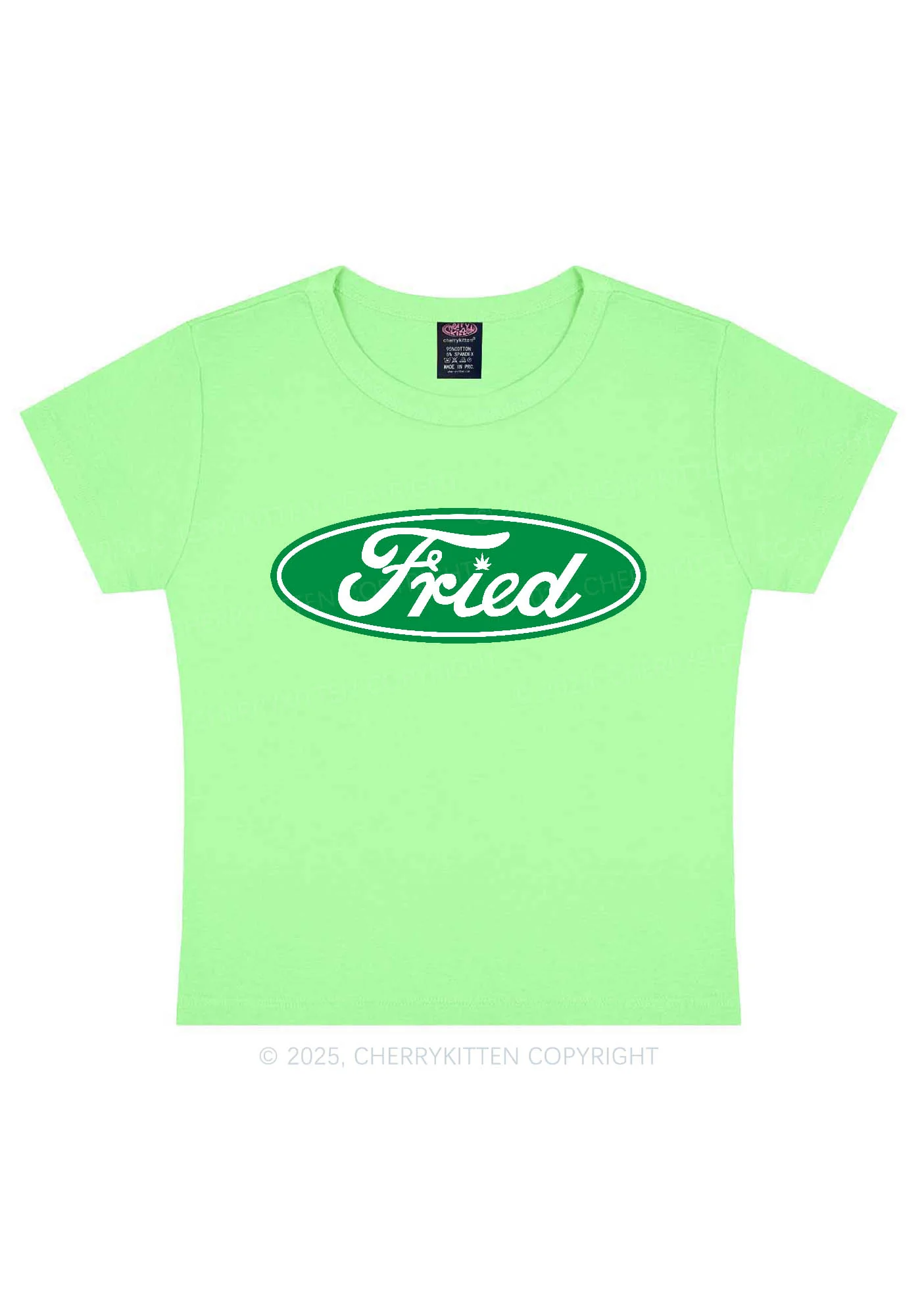 Green Fried Y2K Baby Tee Cherrykitten - Image 12