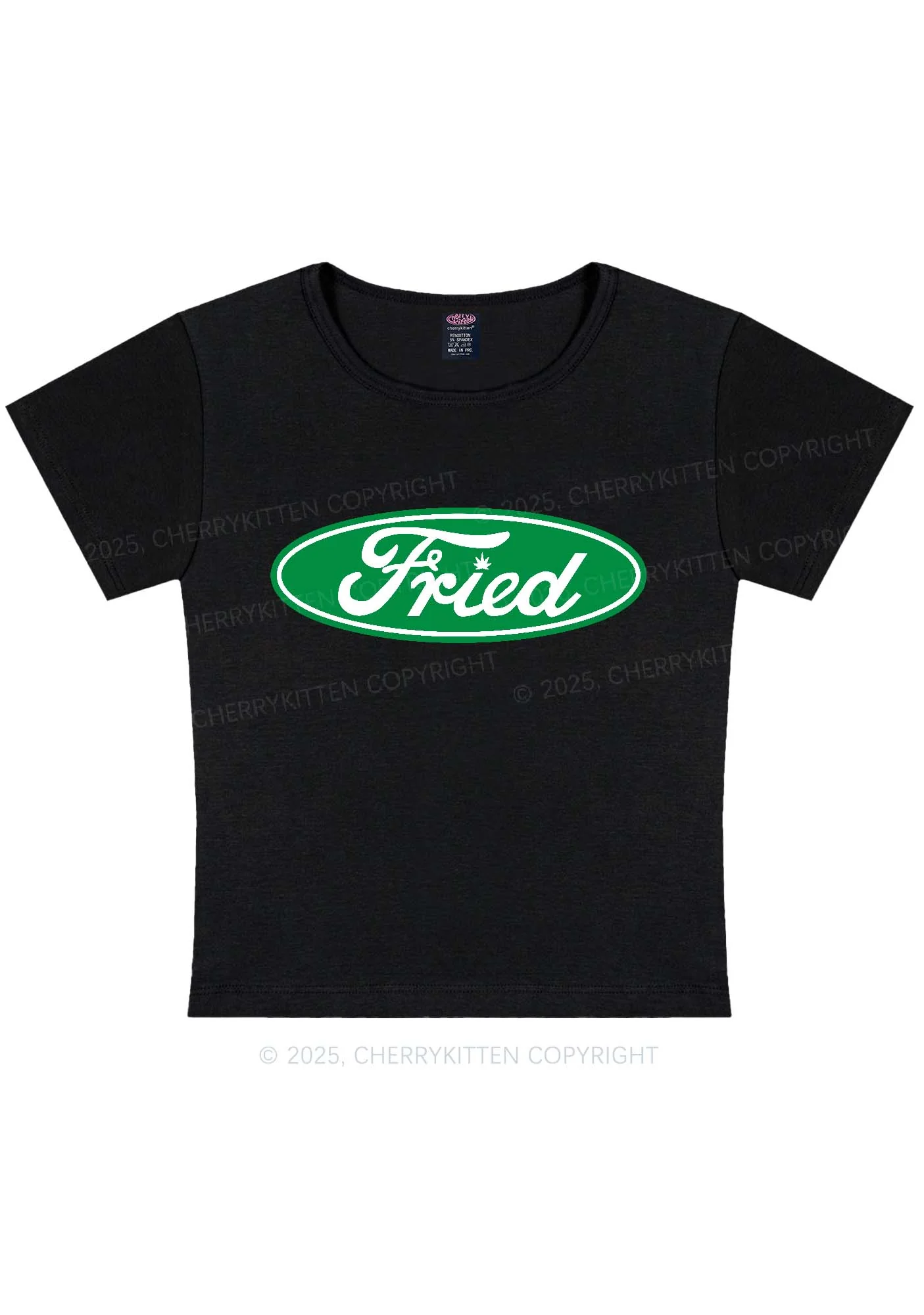 Green Fried Y2K Baby Tee Cherrykitten - Image 3