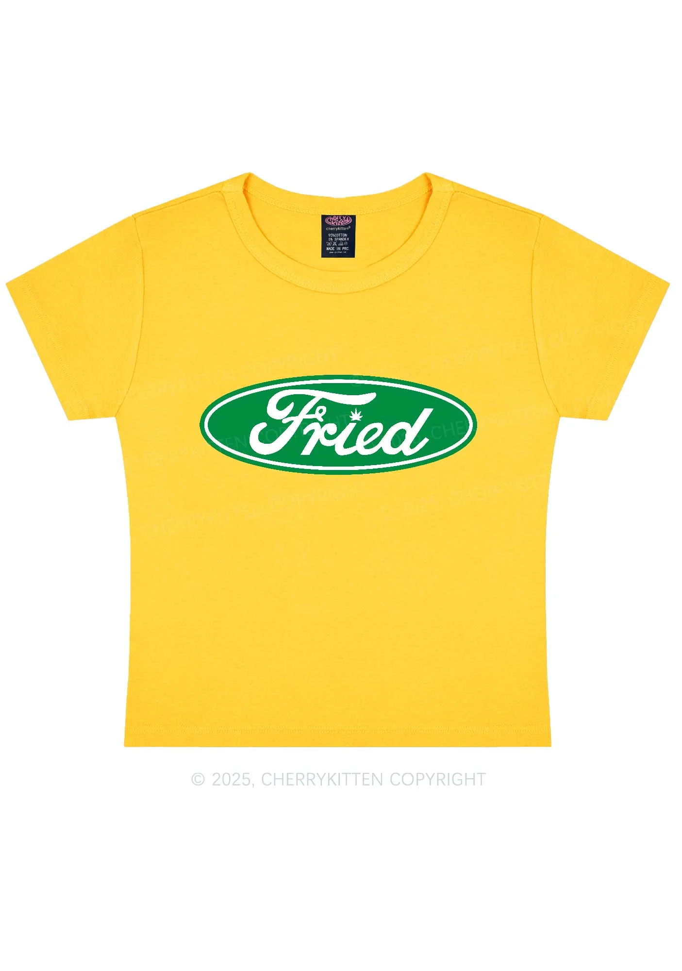 Green Fried Y2K Baby Tee Cherrykitten - Image 4