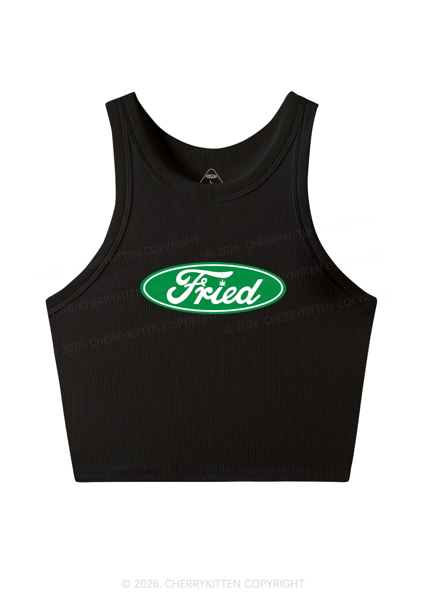 Green Fried Y2K Crop Tank Top Cherrykitten - Image 3