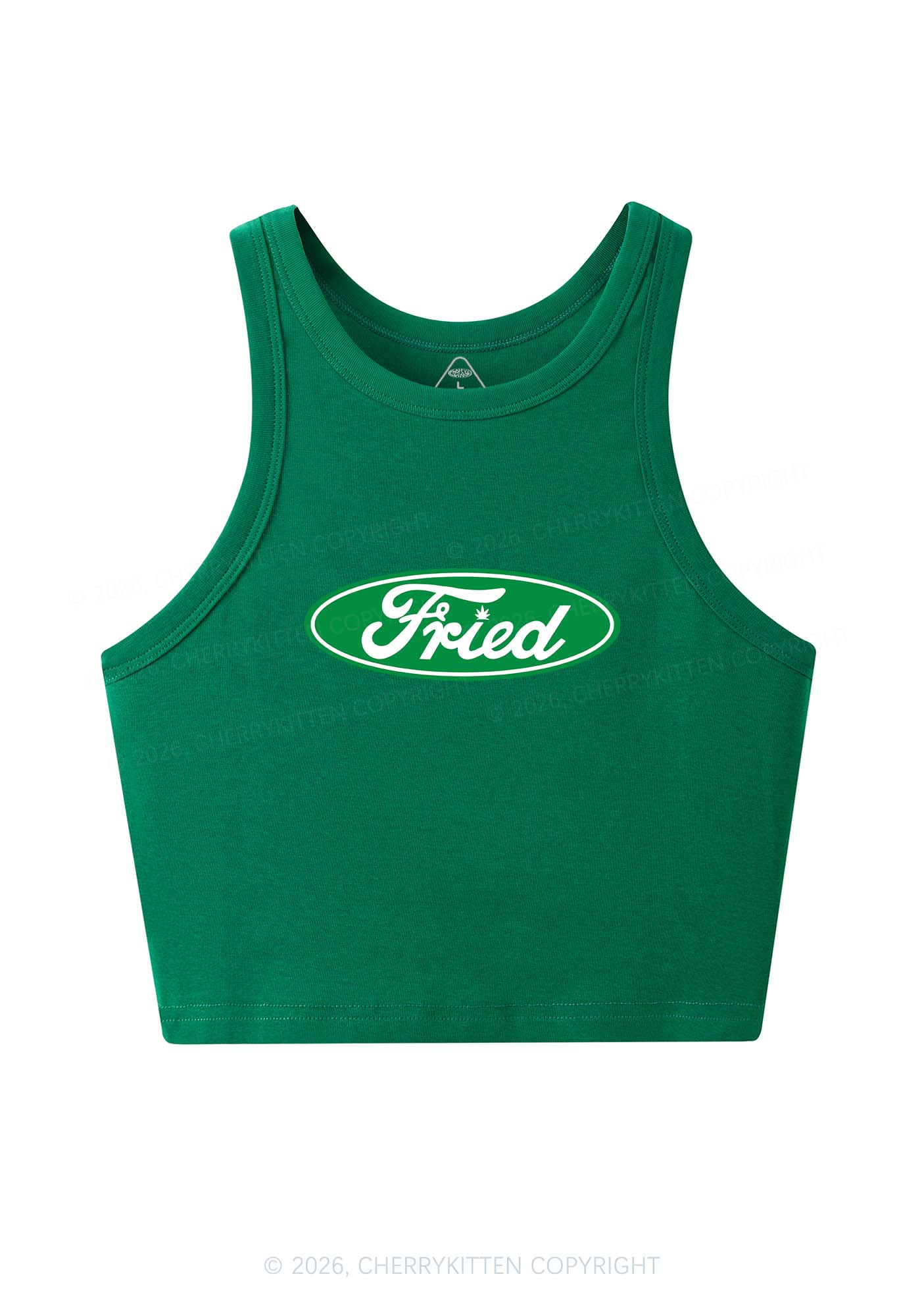 Green Fried Y2K Crop Tank Top Cherrykitten - Image 4
