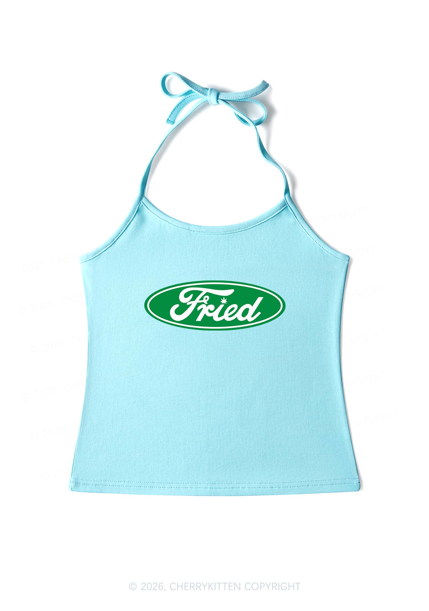 Green Fried Y2K Halter Neck Cami Cherrykitten - Image 10