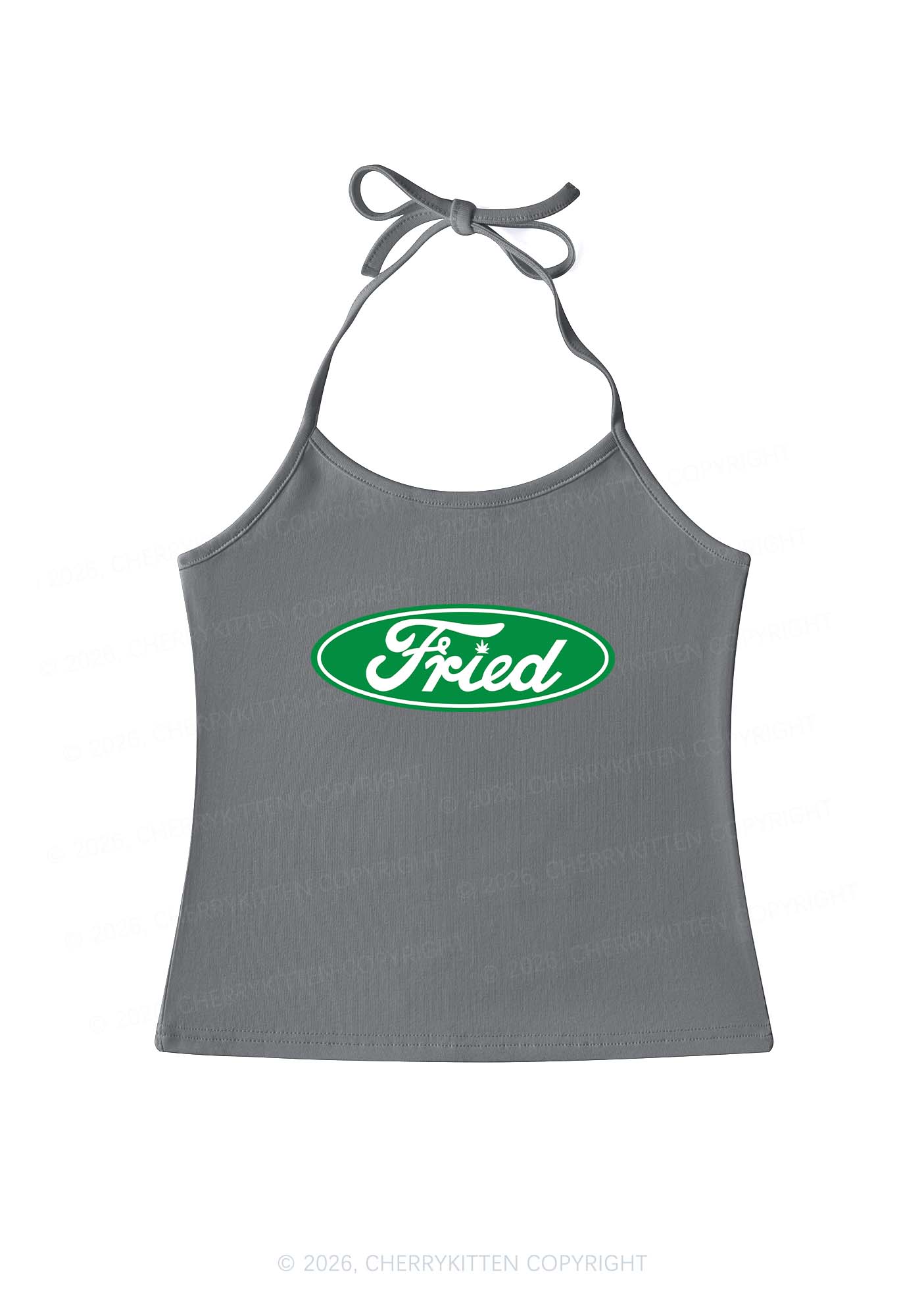 Green Fried Y2K Halter Neck Cami Cherrykitten - Image 11
