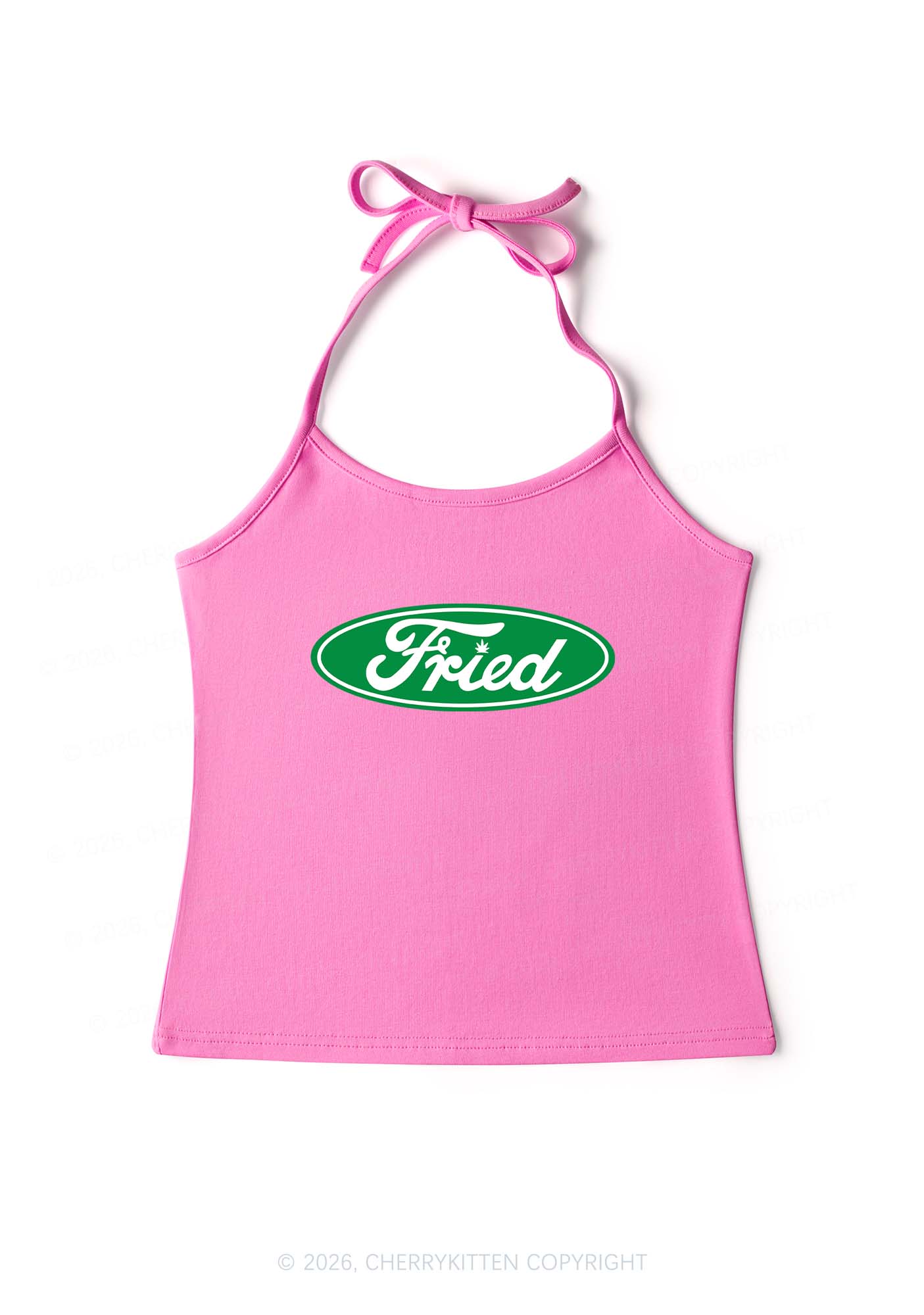 Green Fried Y2K Halter Neck Cami Cherrykitten - Image 4