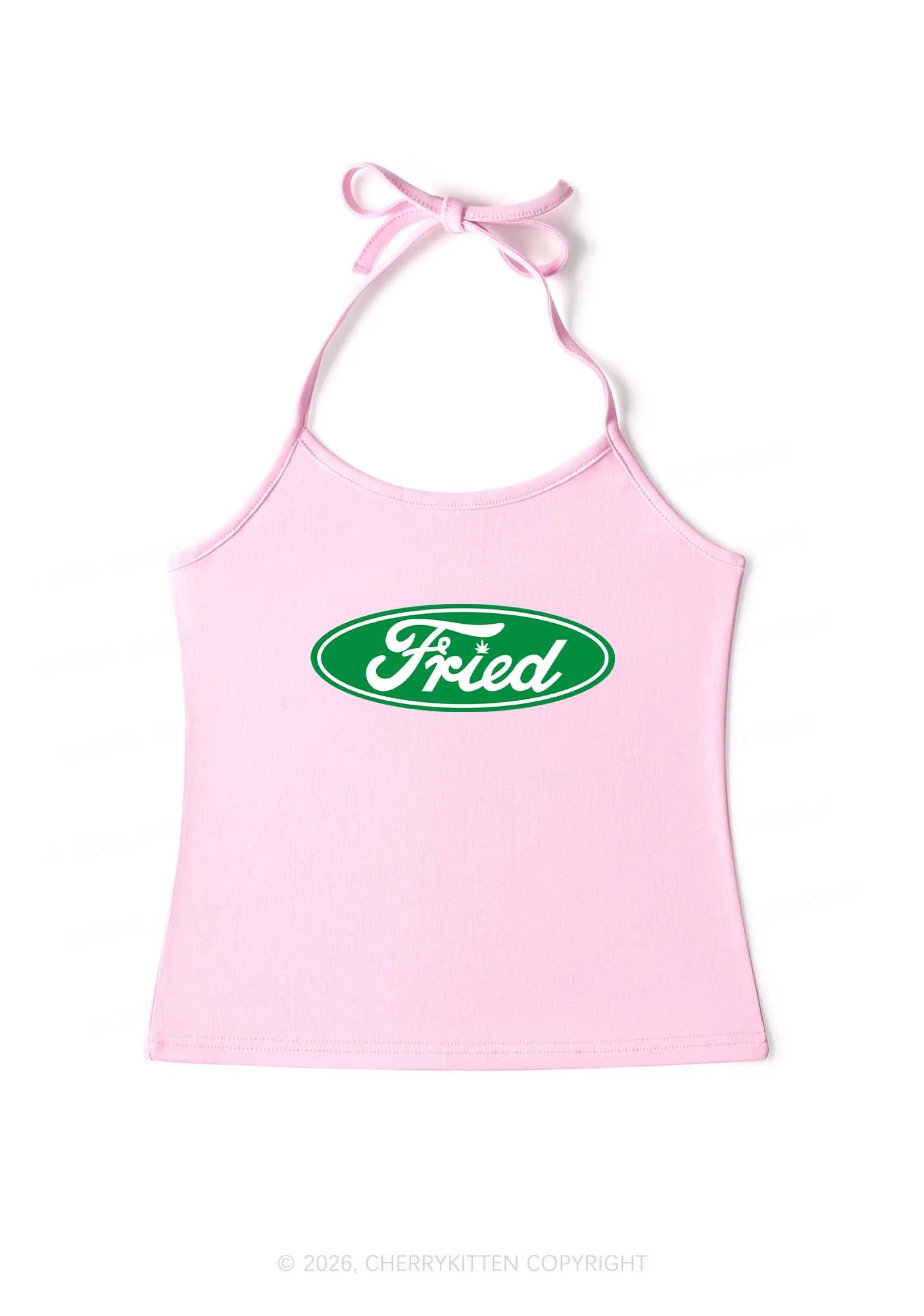 Green Fried Y2K Halter Neck Cami Cherrykitten - Image 5