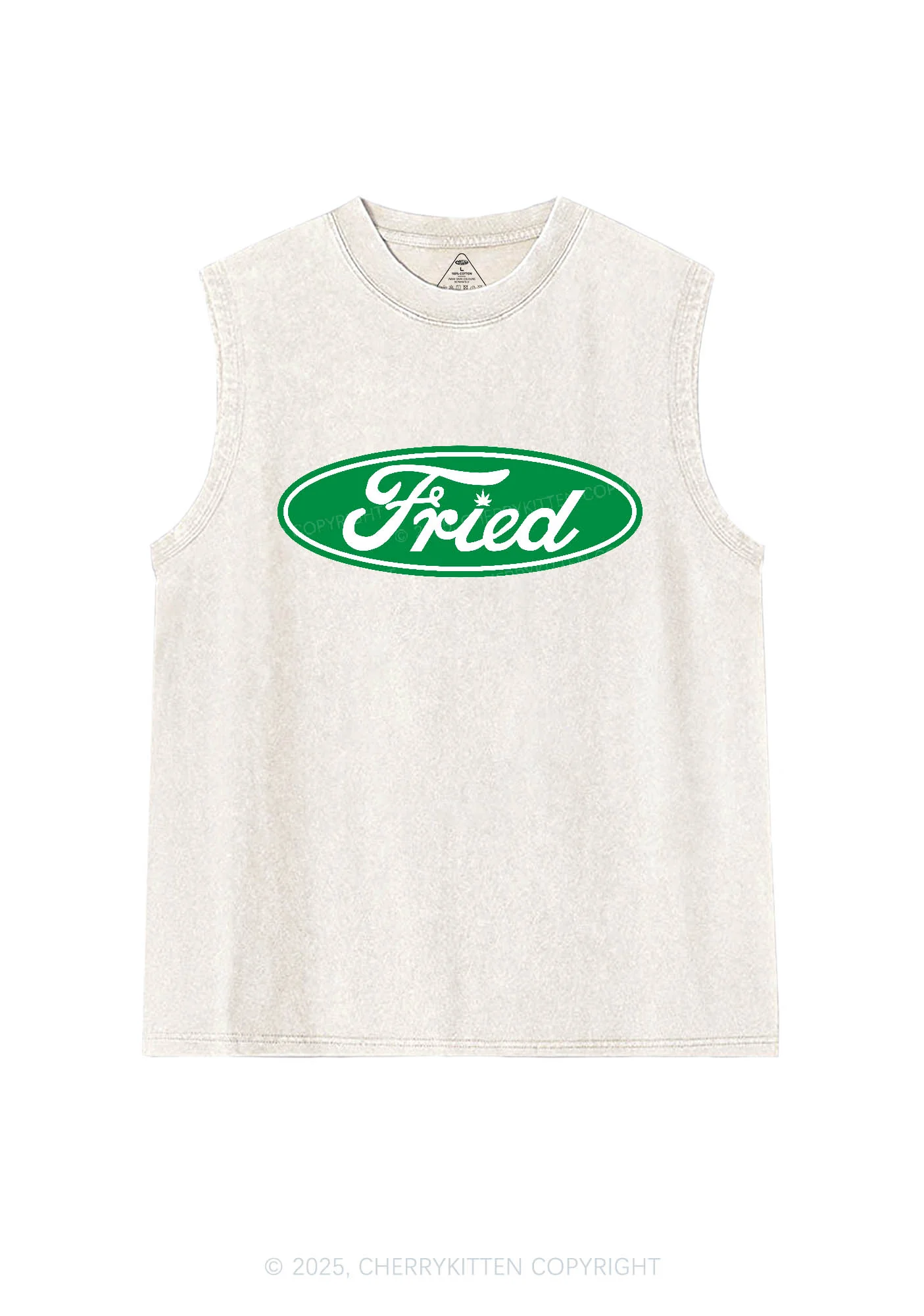 Green Fried Y2K Washed Tank Cherrykitten - Image 3
