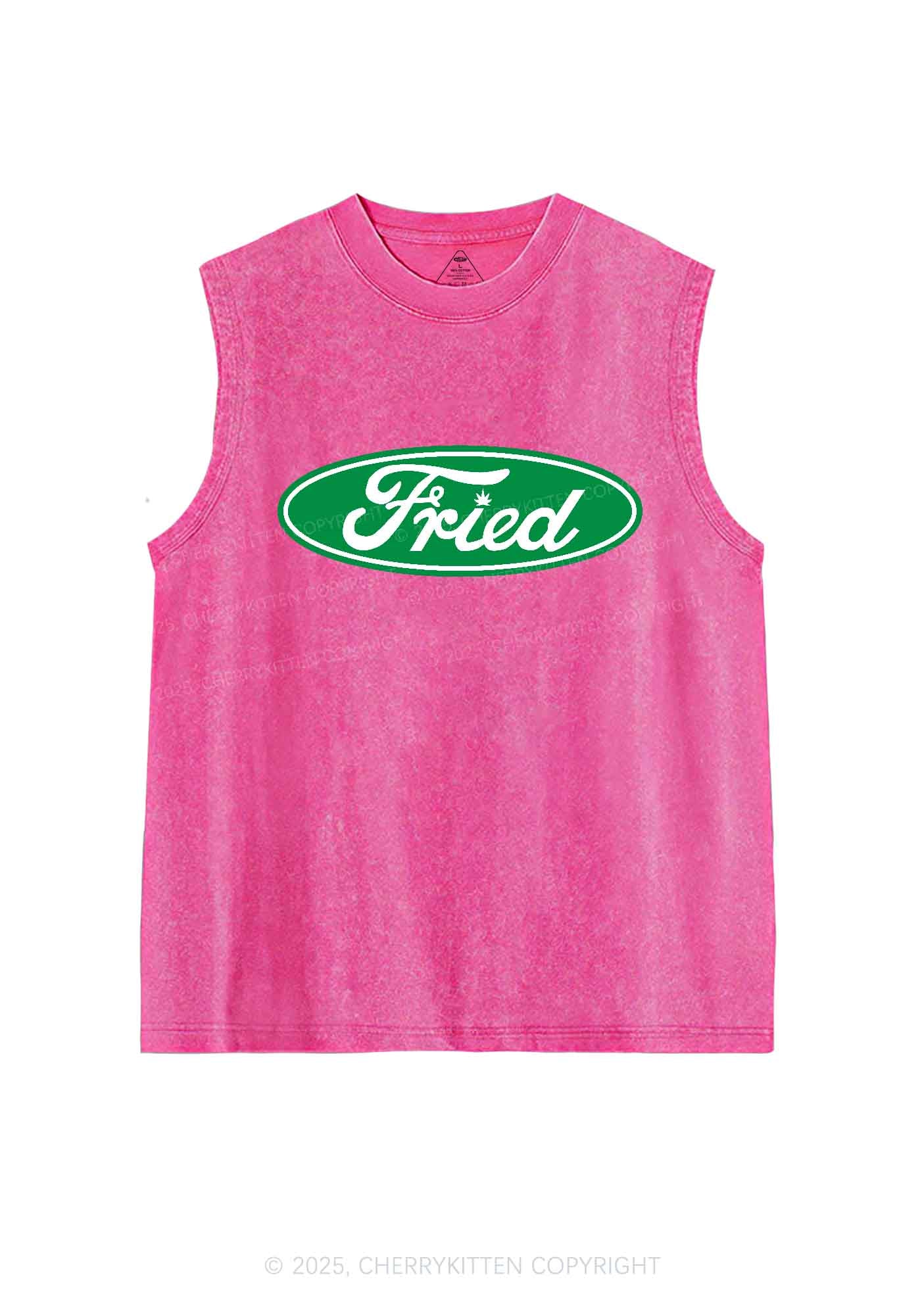 Green Fried Y2K Washed Tank Cherrykitten - Image 4