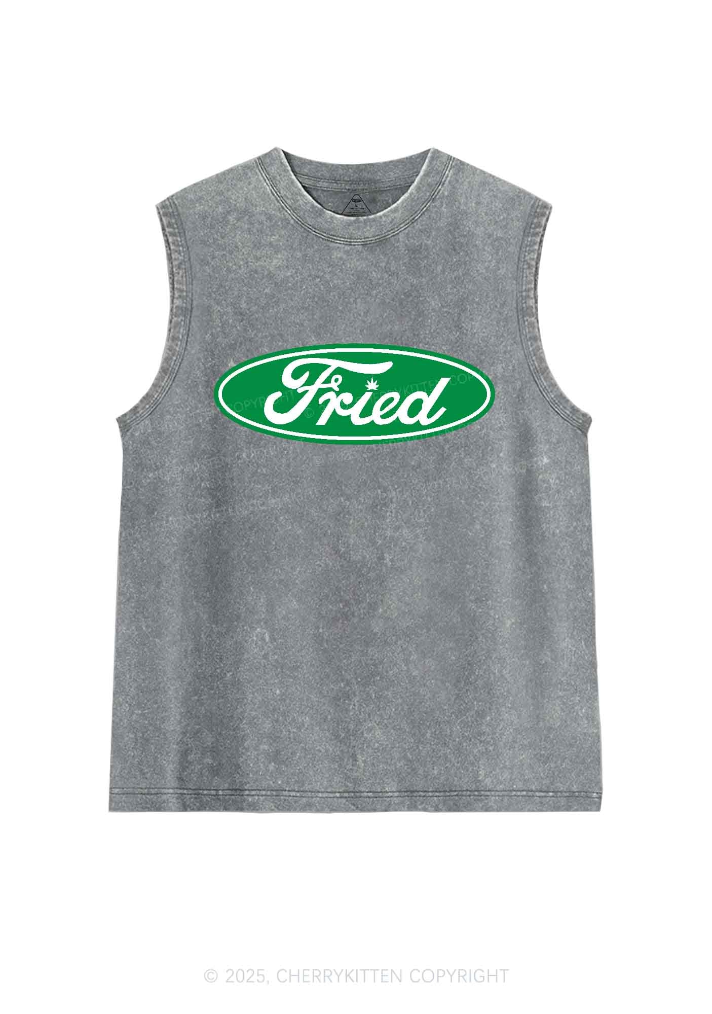 Green Fried Y2K Washed Tank Cherrykitten - Image 5