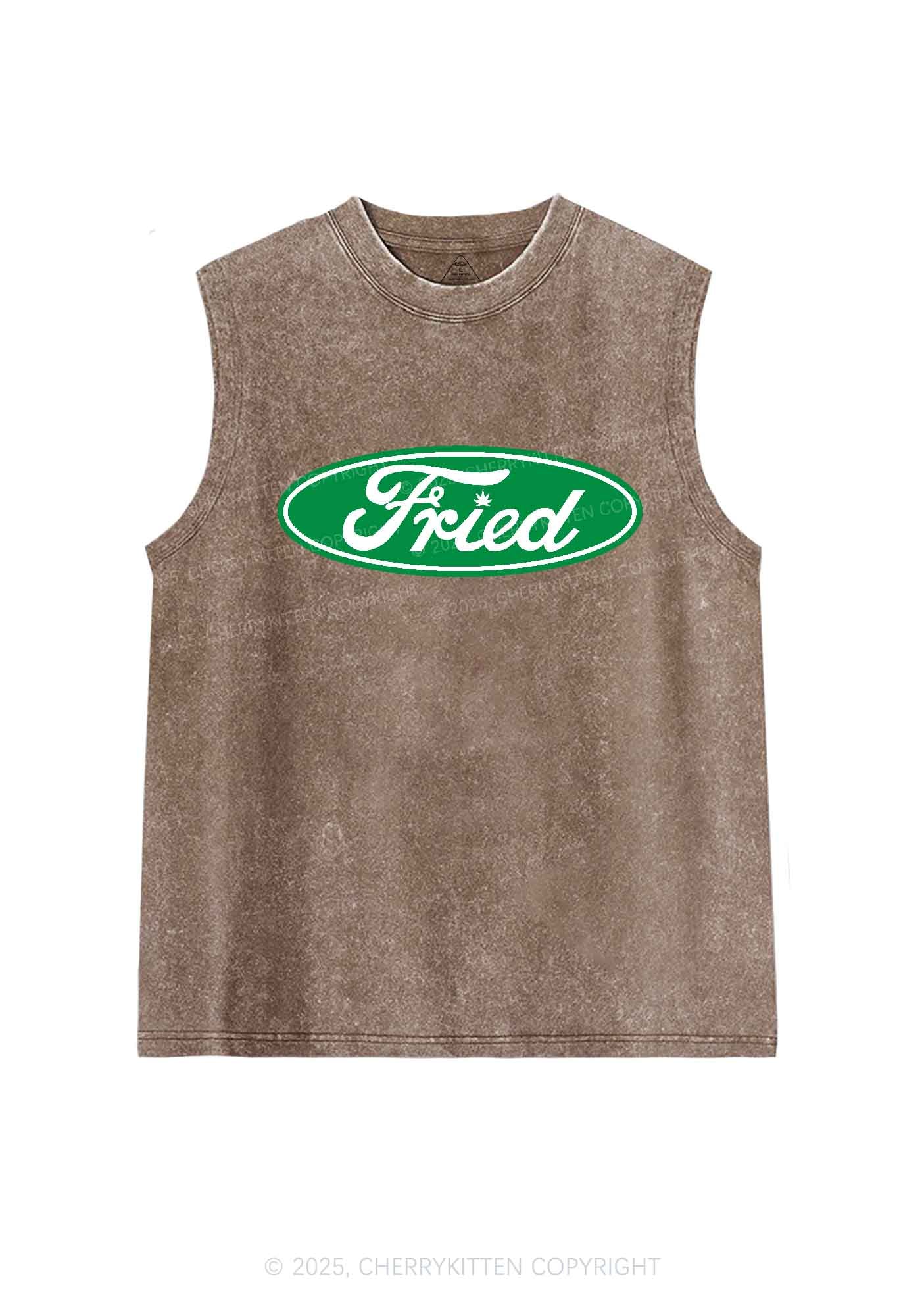 Green Fried Y2K Washed Tank Cherrykitten - Image 6