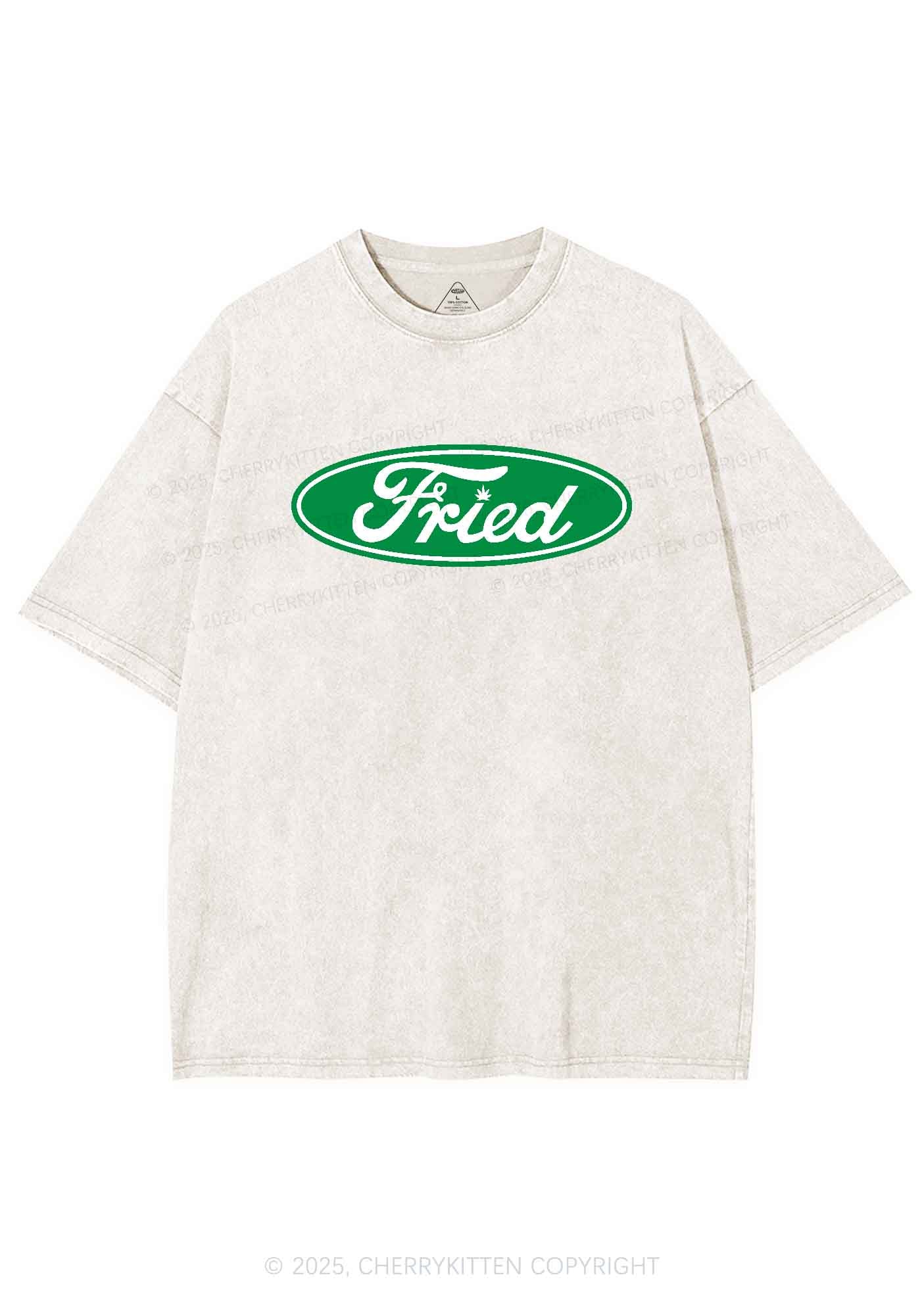 Green Fried Y2K Washed Tee Cherrykitten - Image 3