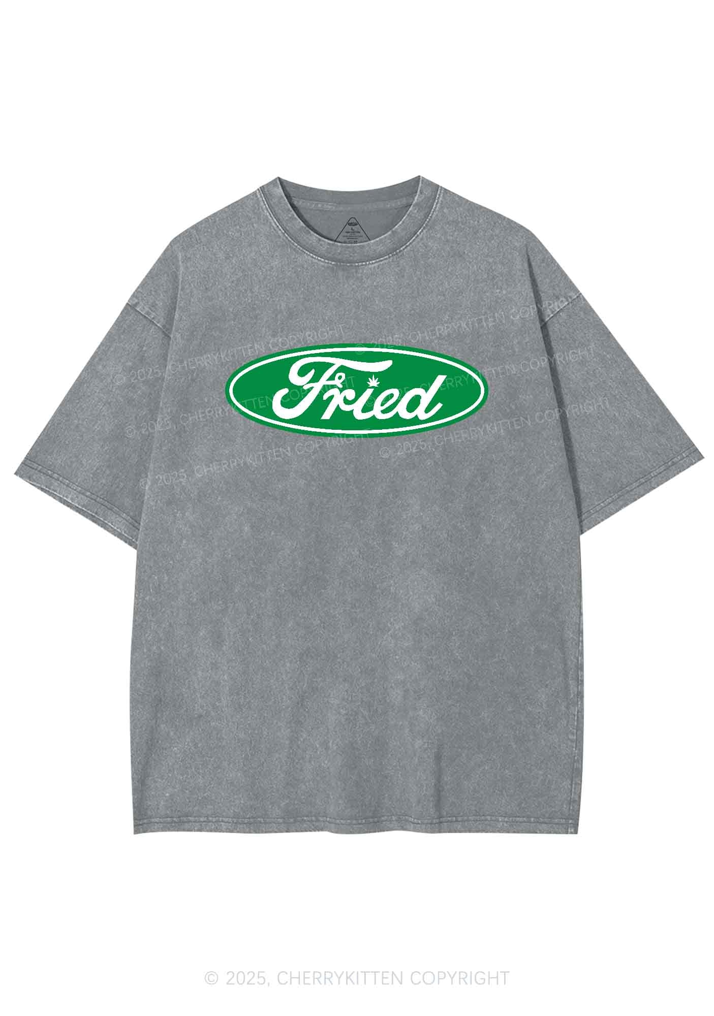 Green Fried Y2K Washed Tee Cherrykitten - Image 6