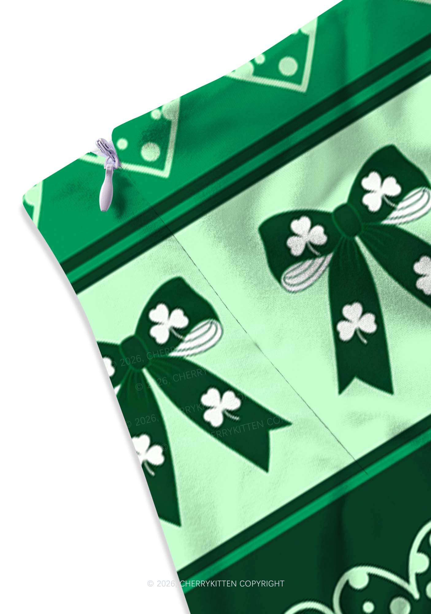 Green Gnome Shamrock Bows St Patricks Y2K Print Mini Skirt Cherrykitten - Image 3