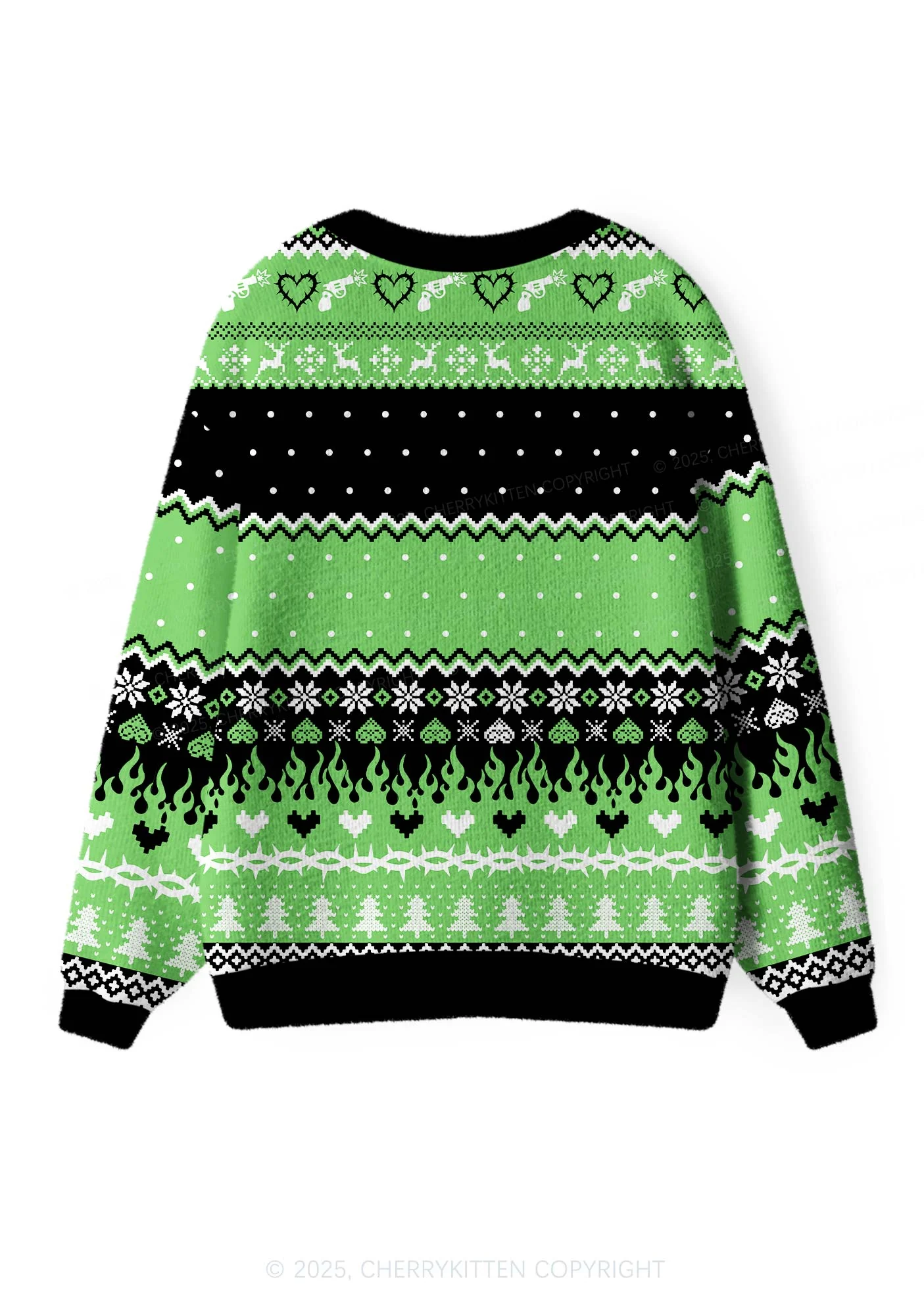 Green Hunter Y2K Christmas Cardigan Knit Sweatshirt Cherrykitten - Image 2