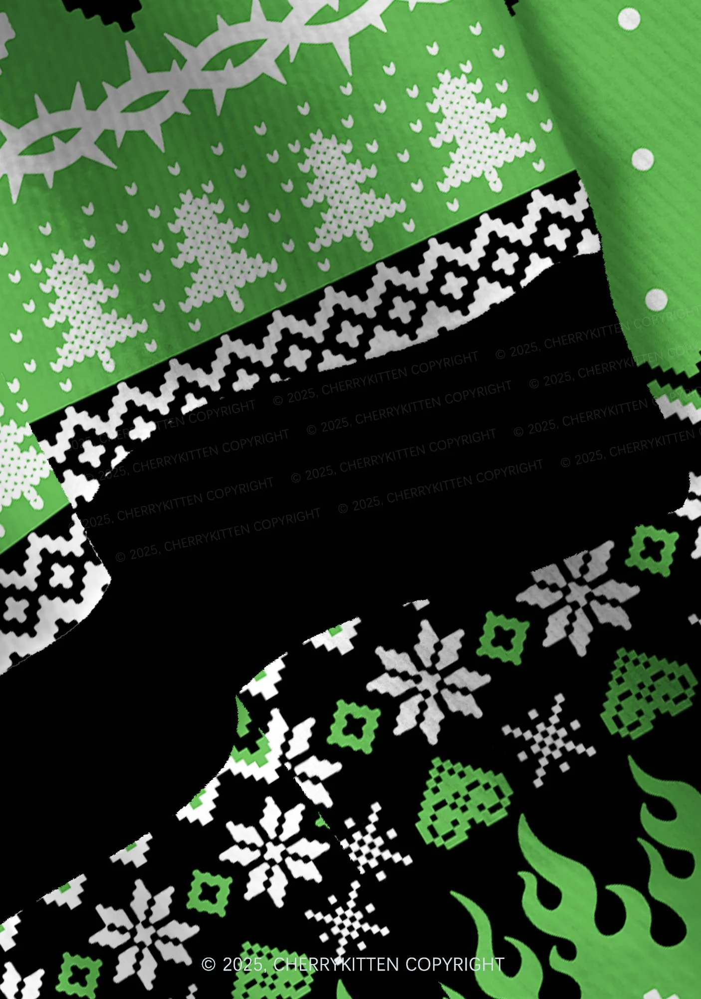 Green Hunter Y2K Christmas Cardigan Knit Sweatshirt Cherrykitten - Image 4