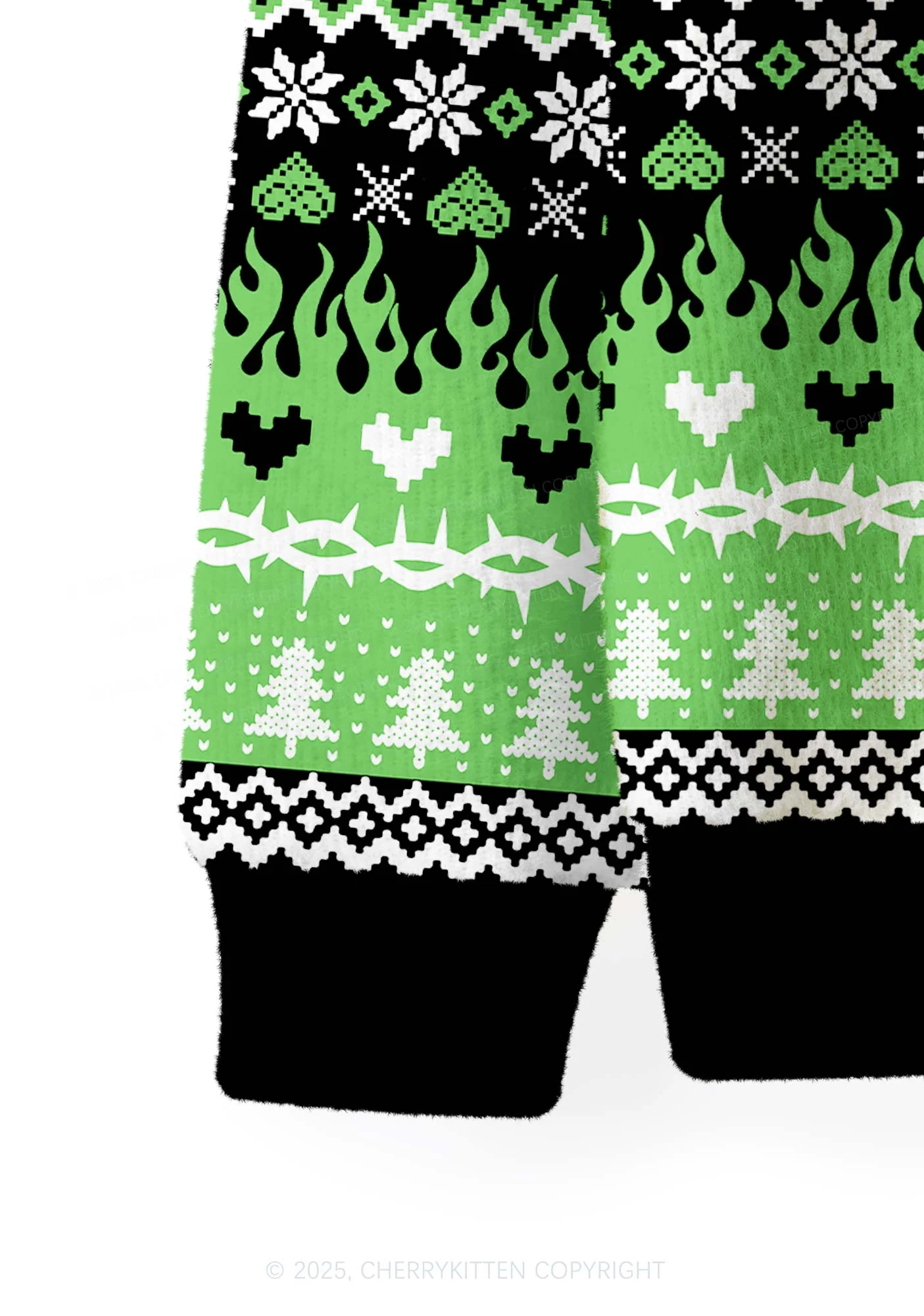 Green Hunter Y2K Christmas Cardigan Knit Sweatshirt Cherrykitten - Image 6