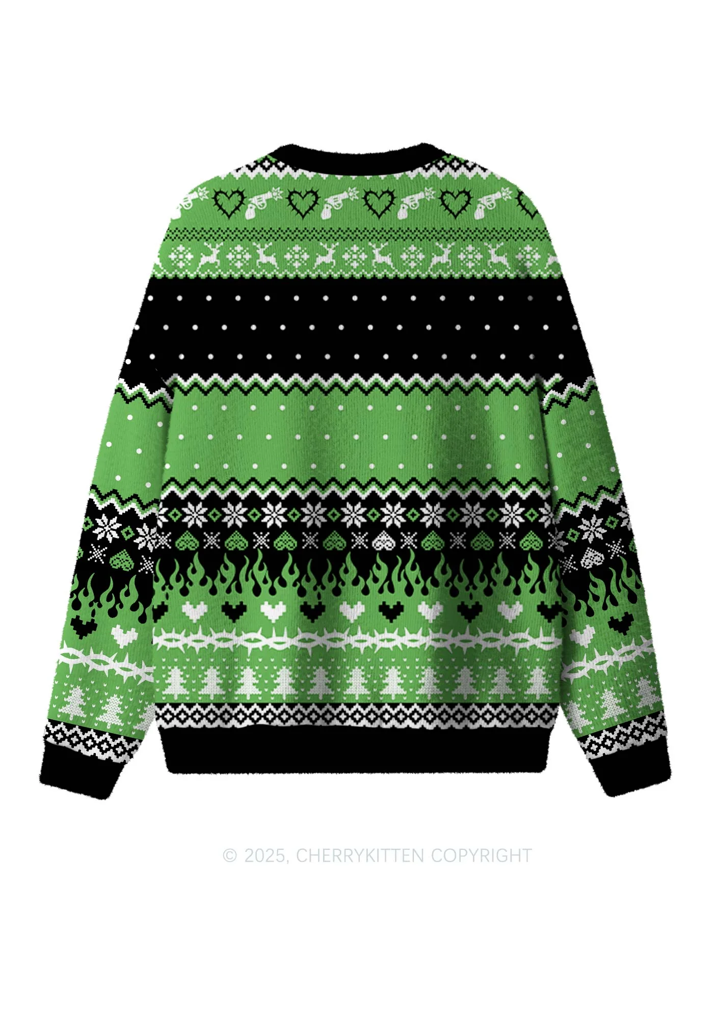 Green Hunter Y2K Christmas Knit Sweatshirt Cherrykitten - Image 2