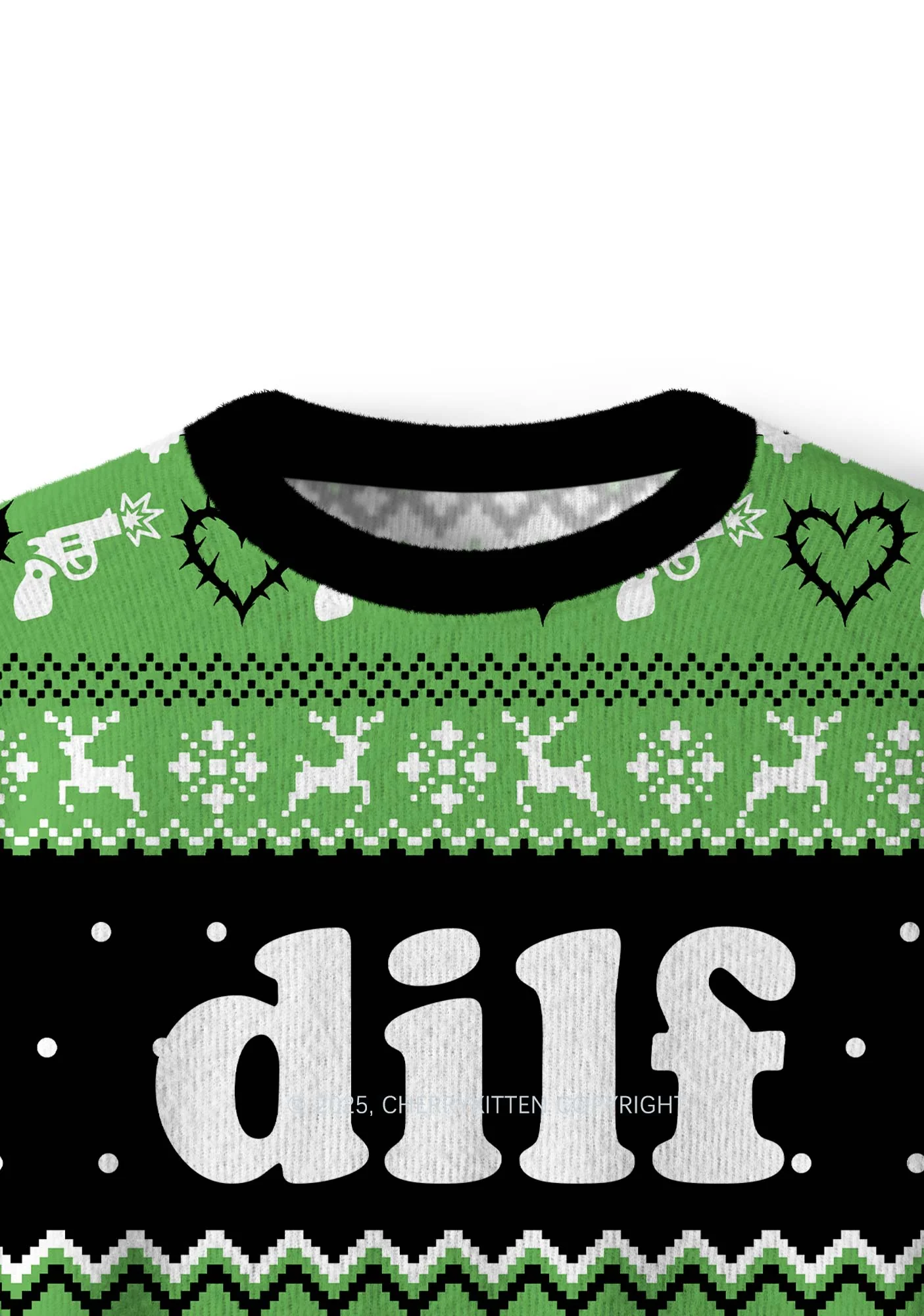 Green Hunter Y2K Christmas Knit Sweatshirt Cherrykitten - Image 4