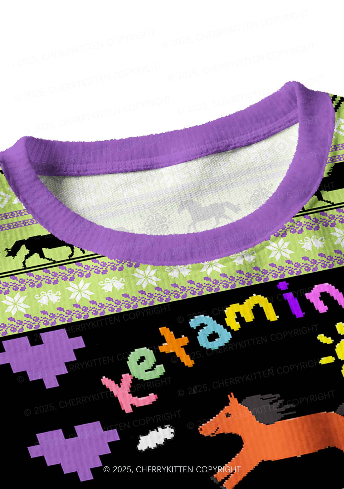 Green K Pony Y2K Christmas Crop Knit Sweatshirt Cherrykitten - Image 4