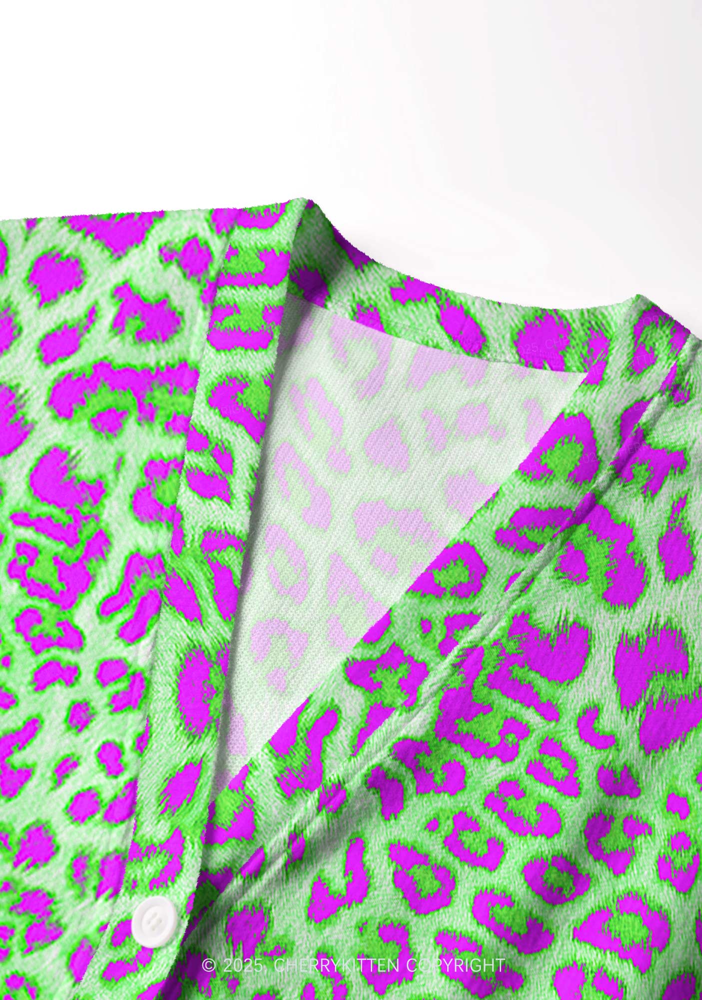 Green Leopard Y2K Christmas Cardigan Knit Sweatshirt Cherrykitten - Image 4
