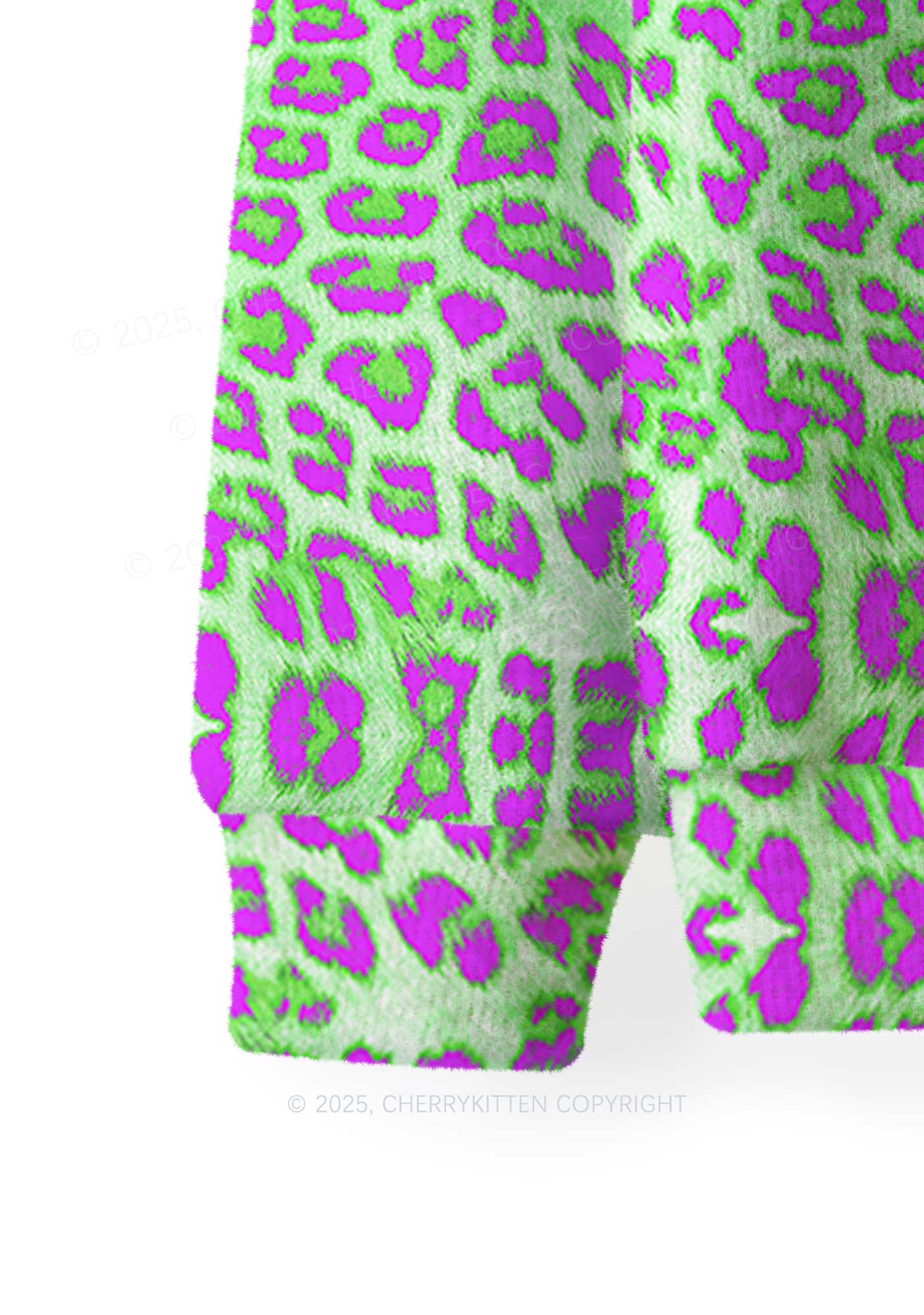 Green Leopard Y2K Christmas Knit Sweatshirt Cherrykitten - Image 4