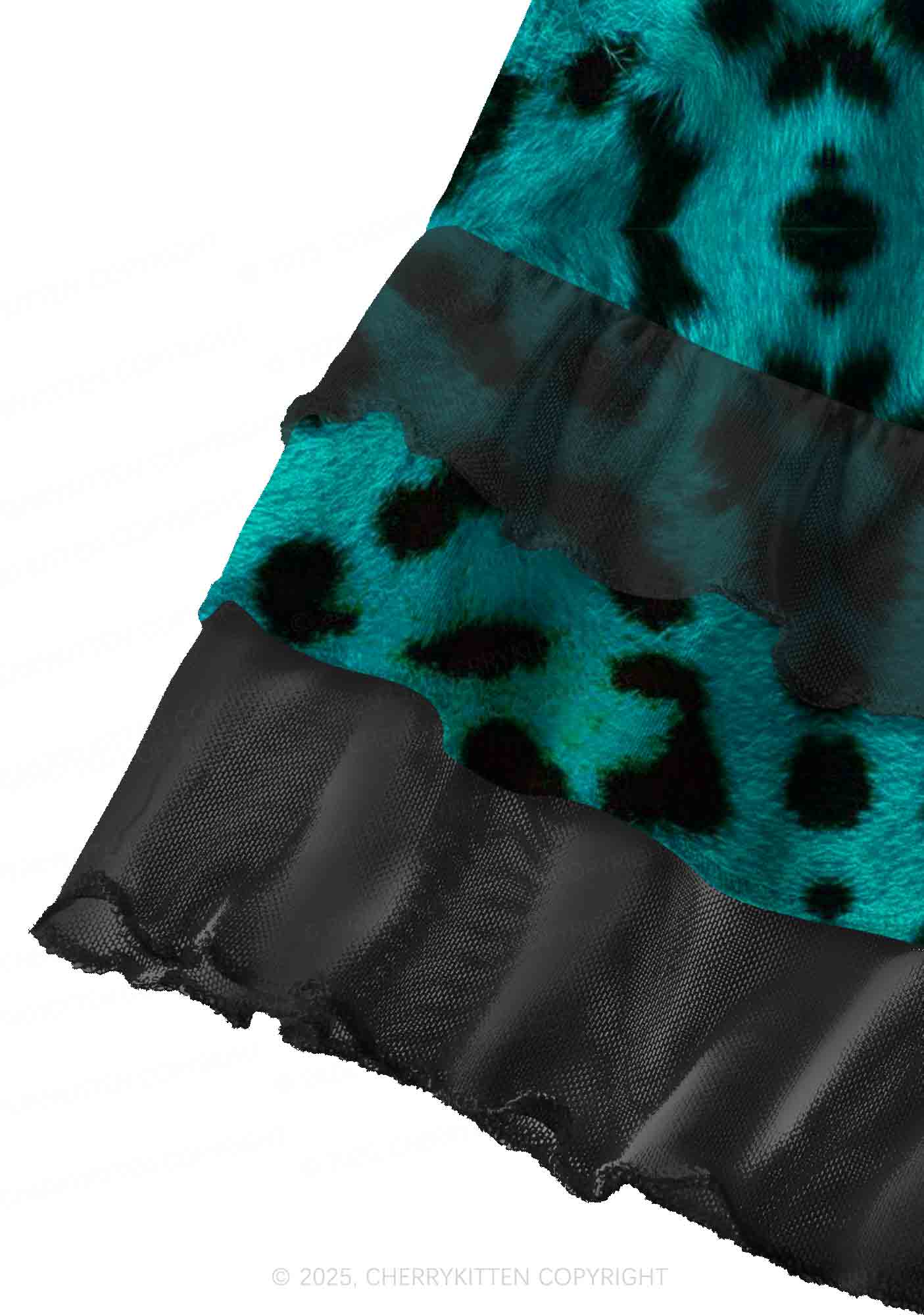 Green Leopard Y2K Print Mini Layered Skirt Cherrykitten - Image 3