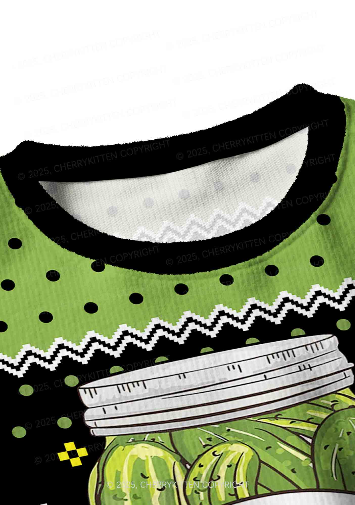 Green Pickle Slxt Y2K Christmas Crop Knit Sweatshirt Cherrykitten - Image 4