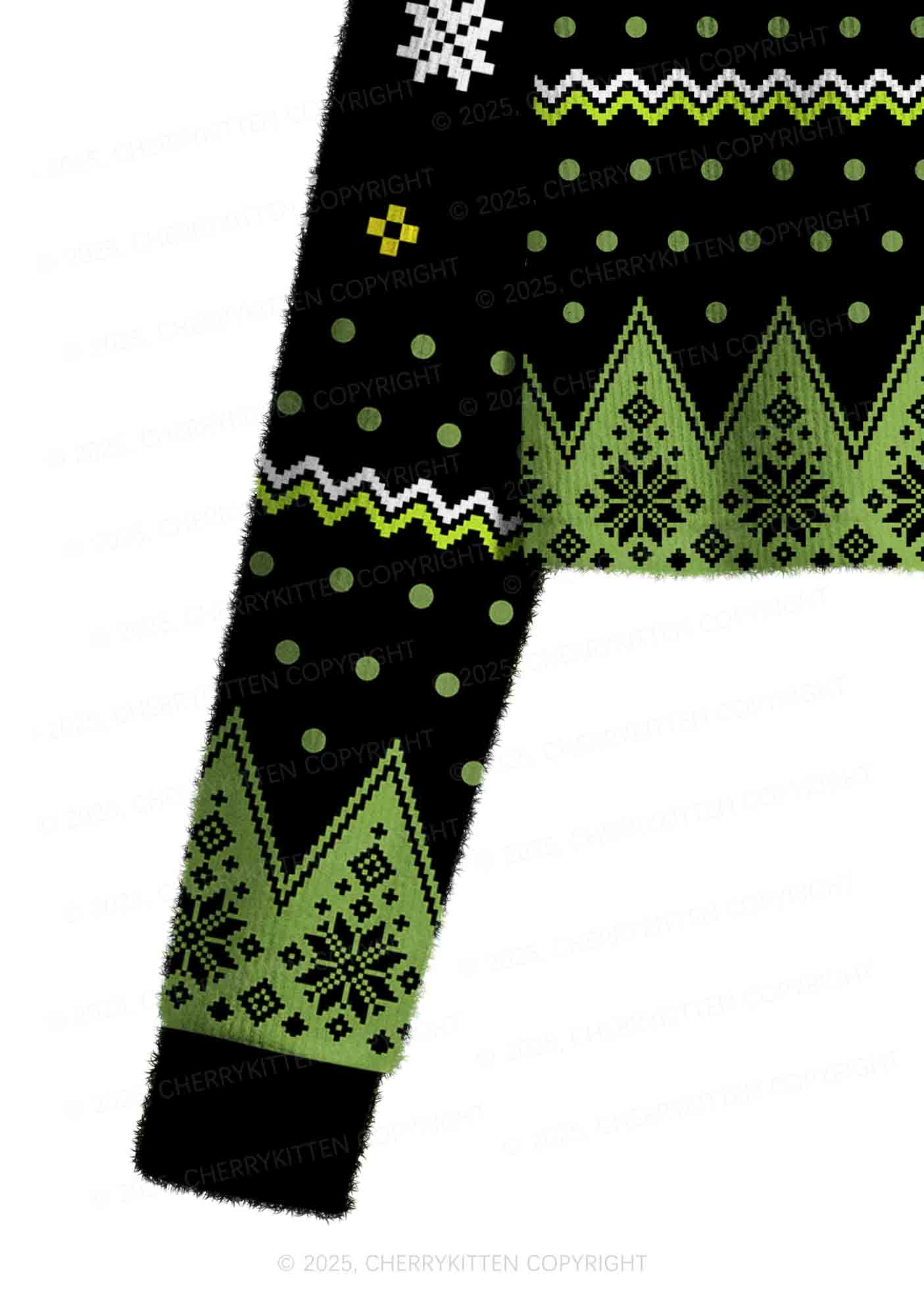 Green Pickle Slxt Y2K Christmas Crop Knit Sweatshirt Cherrykitten - Image 5