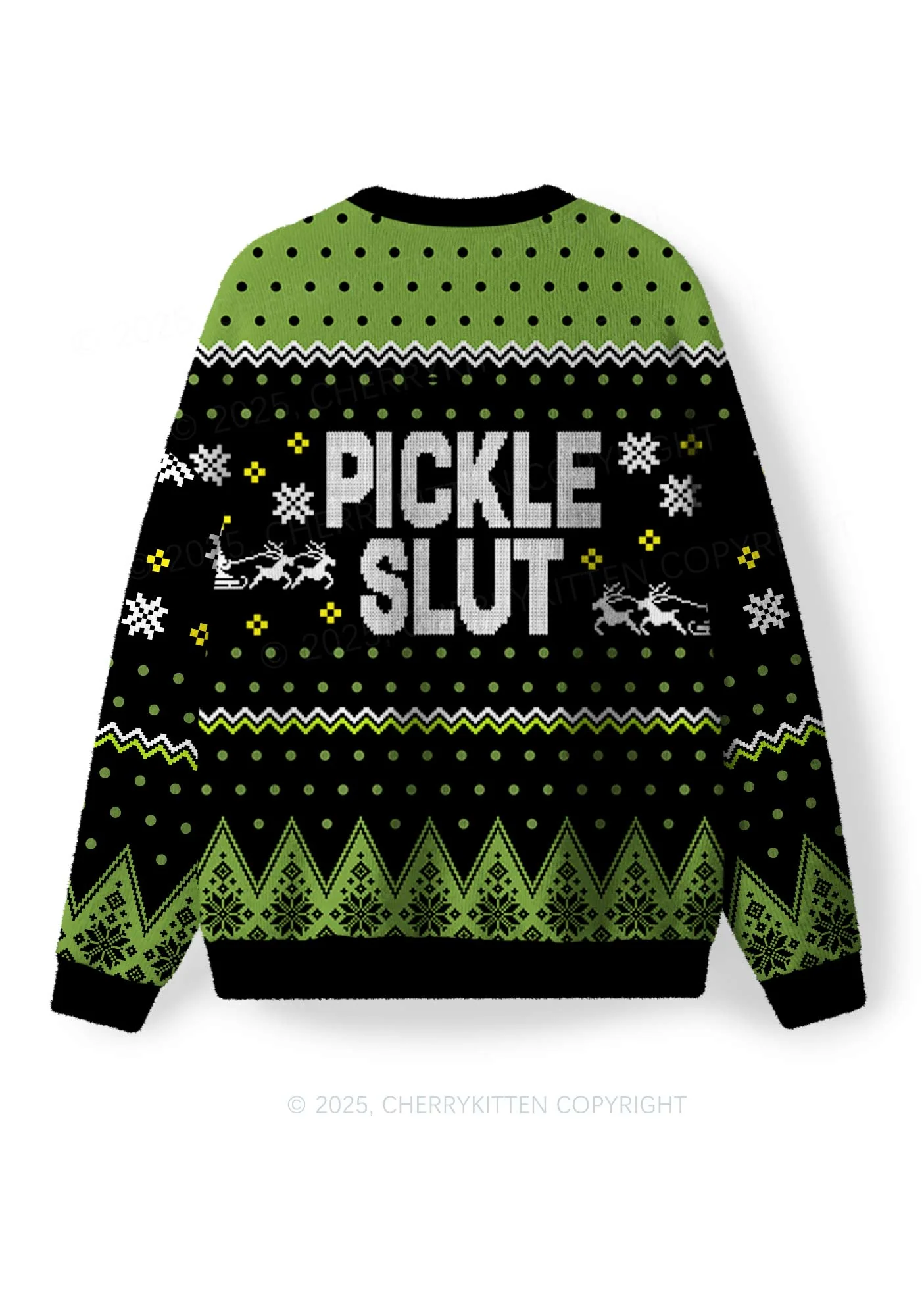 Green Pickle Slxt Y2K Christmas Knit Sweatshirt Cherrykitten - Image 3