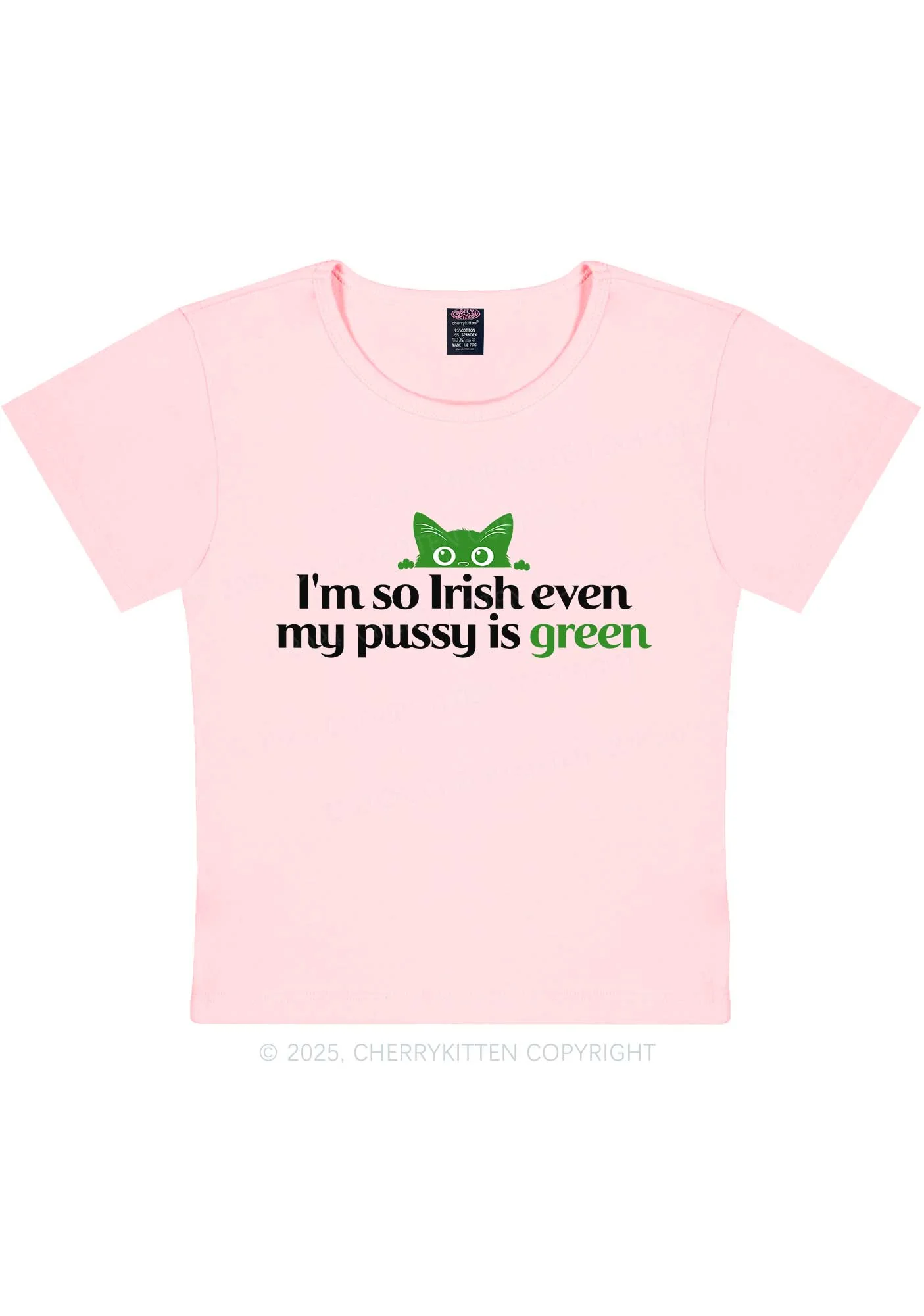 Green Puxxy St Patricks Y2K Baby Tee Cherrykitten - Image 10