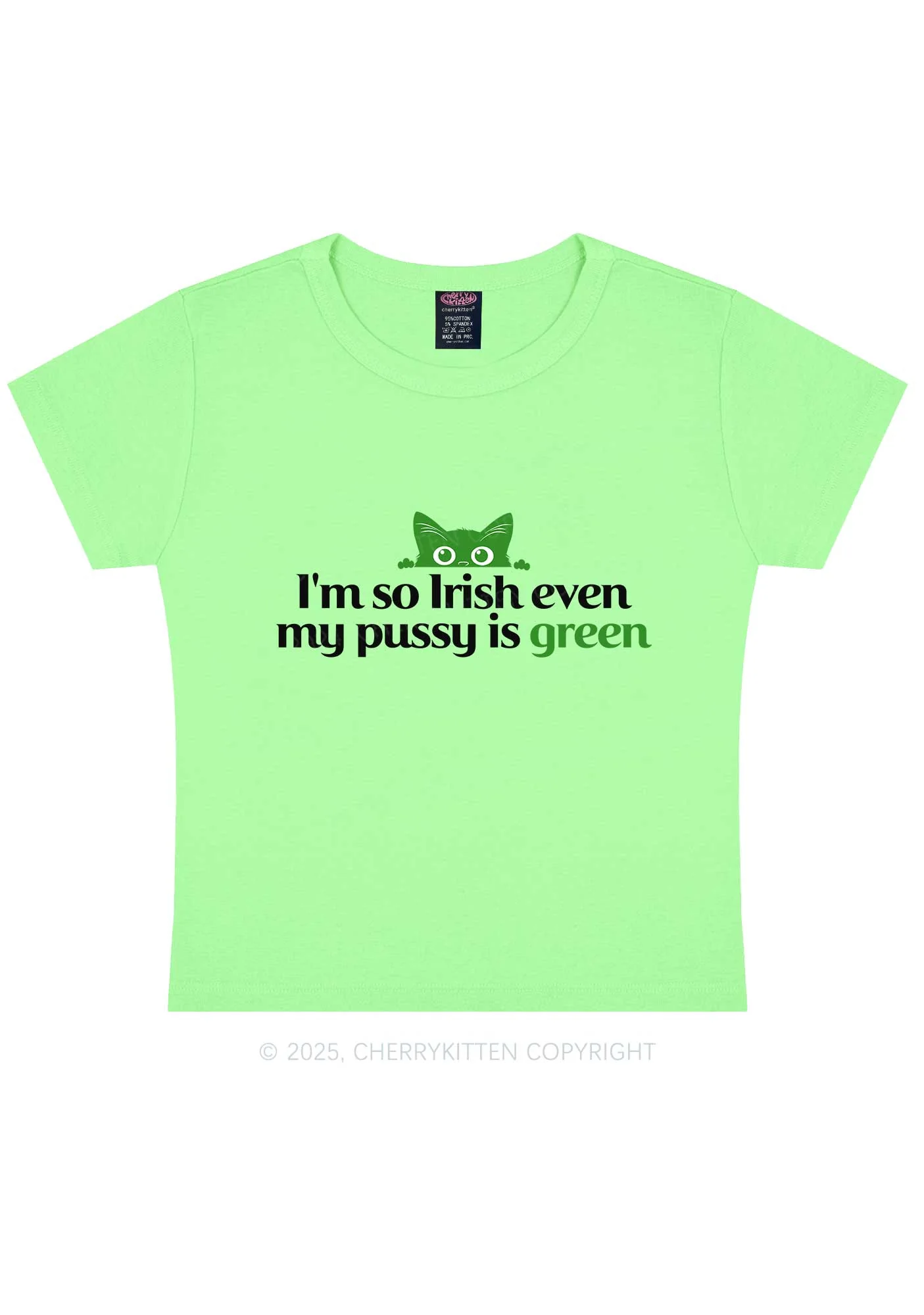 Green Puxxy St Patricks Y2K Baby Tee Cherrykitten - Image 11