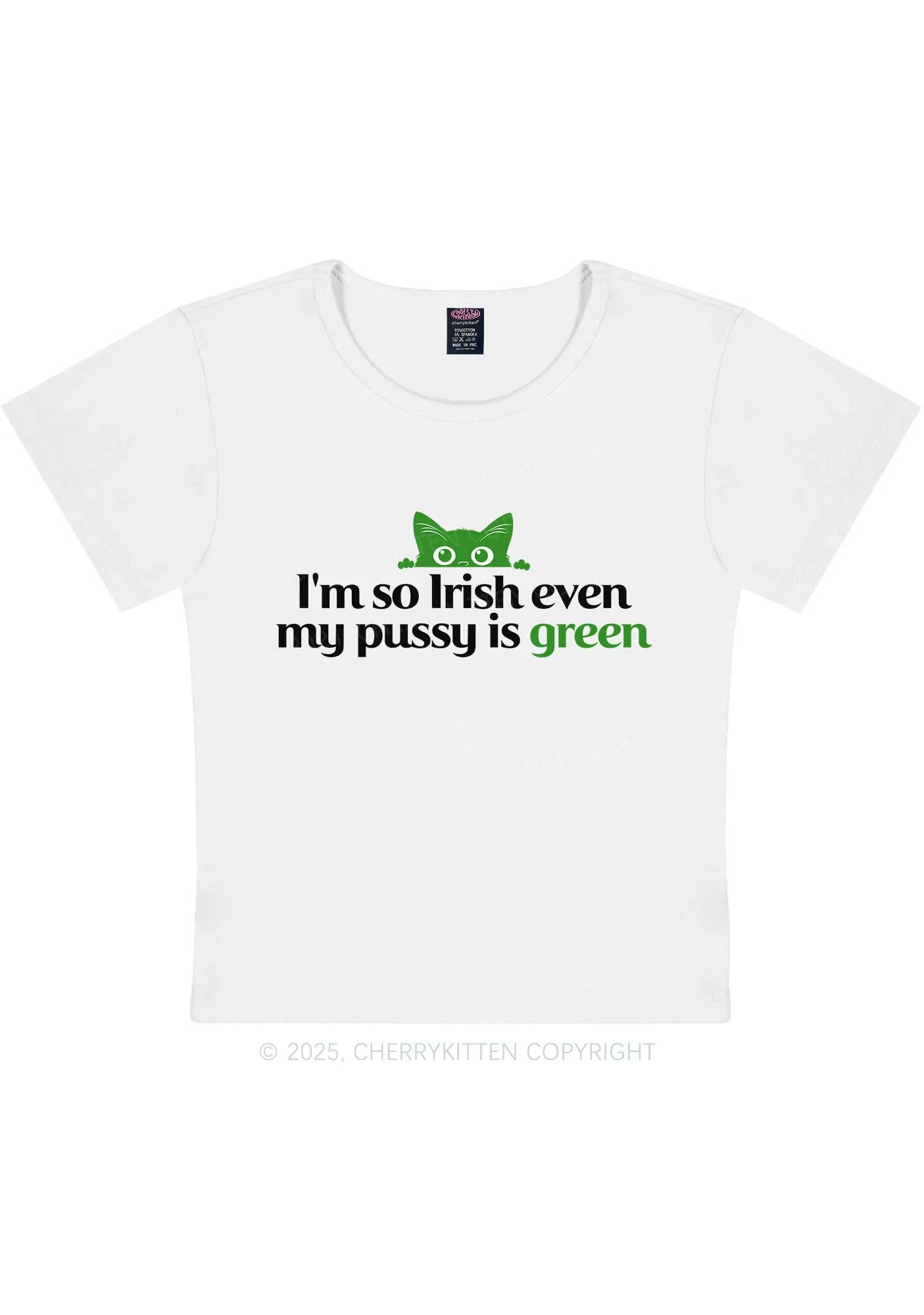 Green Puxxy St Patricks Y2K Baby Tee Cherrykitten - Image 5