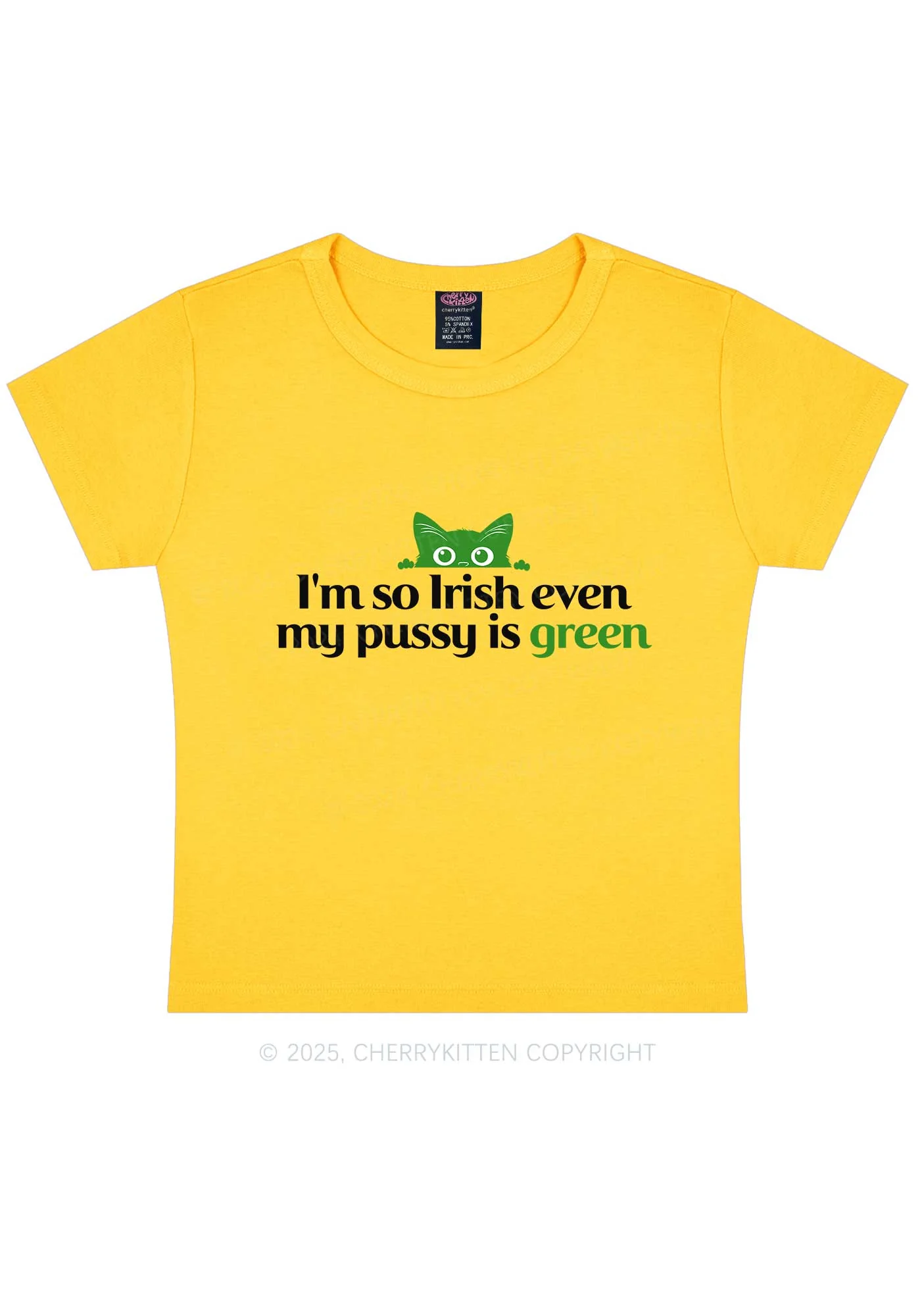 Green Puxxy St Patricks Y2K Baby Tee Cherrykitten - Image 6