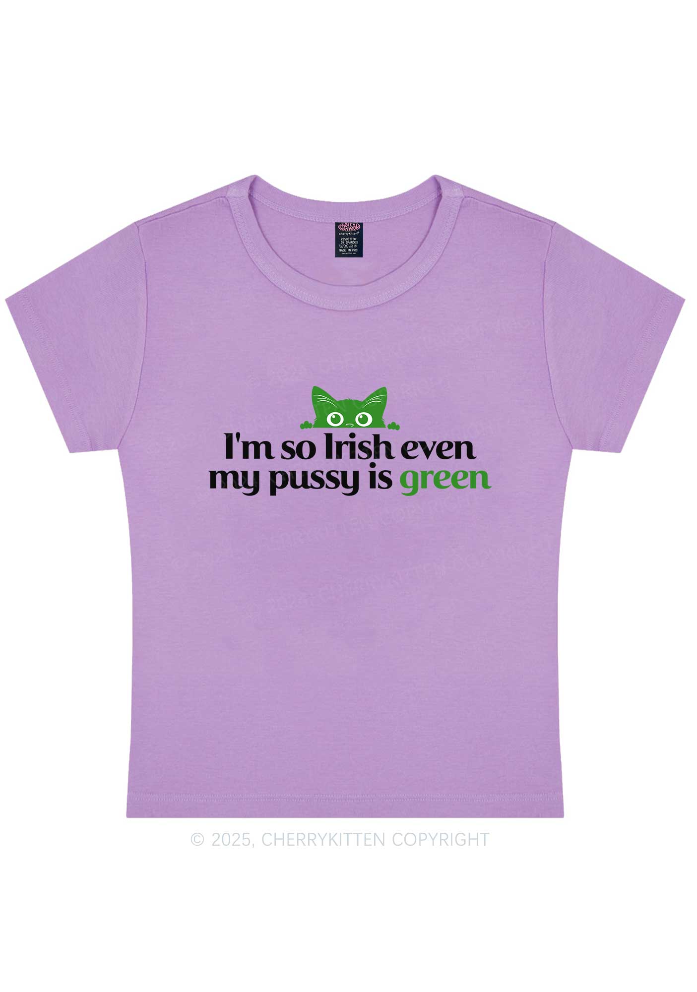 Green Puxxy St Patricks Y2K Baby Tee Cherrykitten - Image 7
