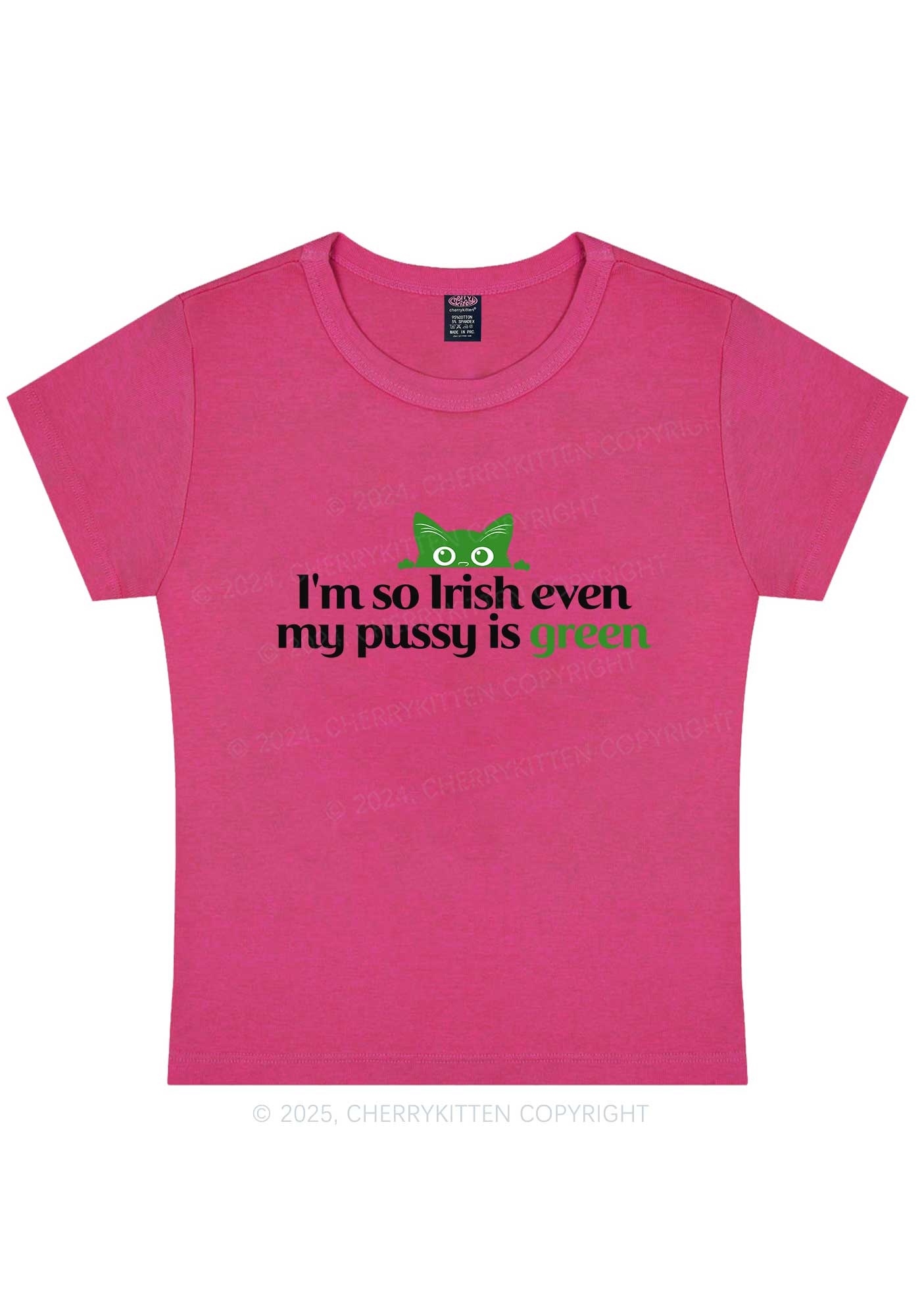 Green Puxxy St Patricks Y2K Baby Tee Cherrykitten - Image 8