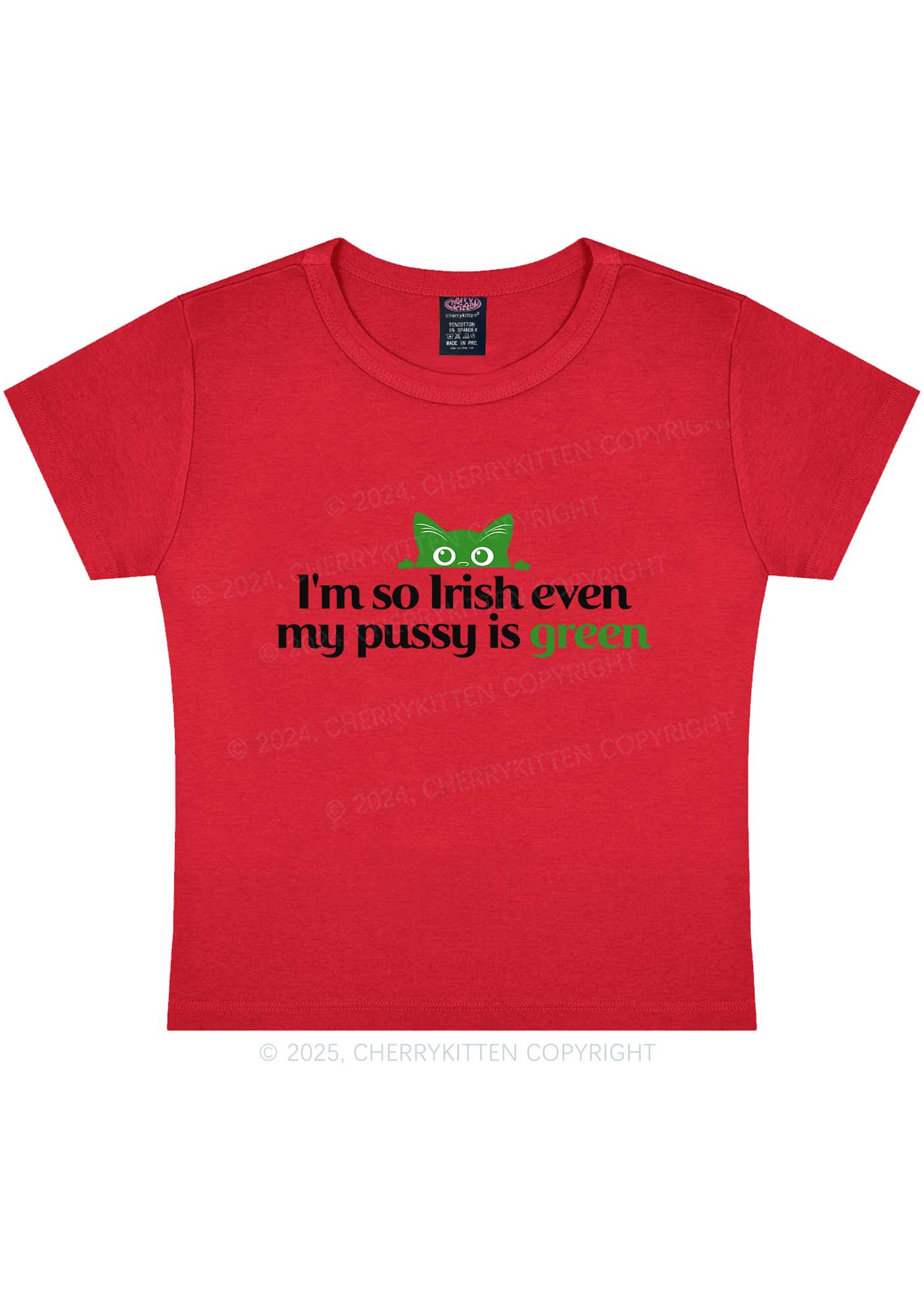Green Puxxy St Patricks Y2K Baby Tee Cherrykitten - Image 9
