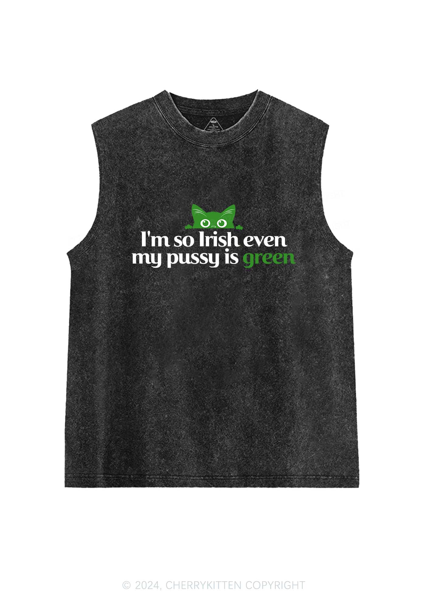 Green Puxxy St Patricks Y2K Washed Tank Cherrykitten - Image 3