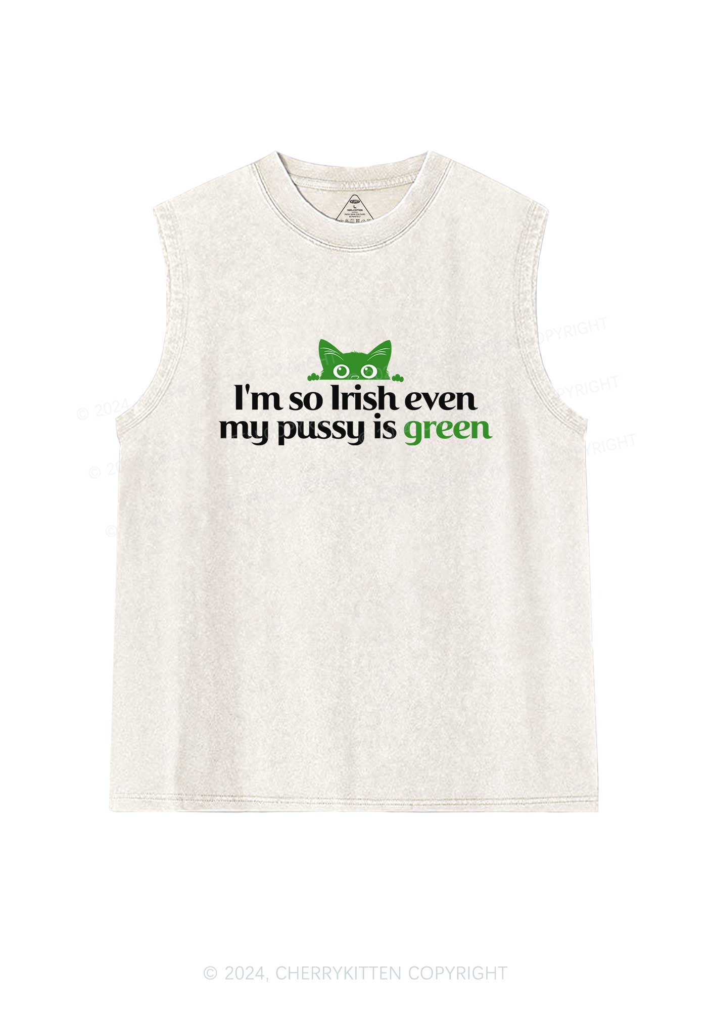 Green Puxxy St Patricks Y2K Washed Tank Cherrykitten - Image 4