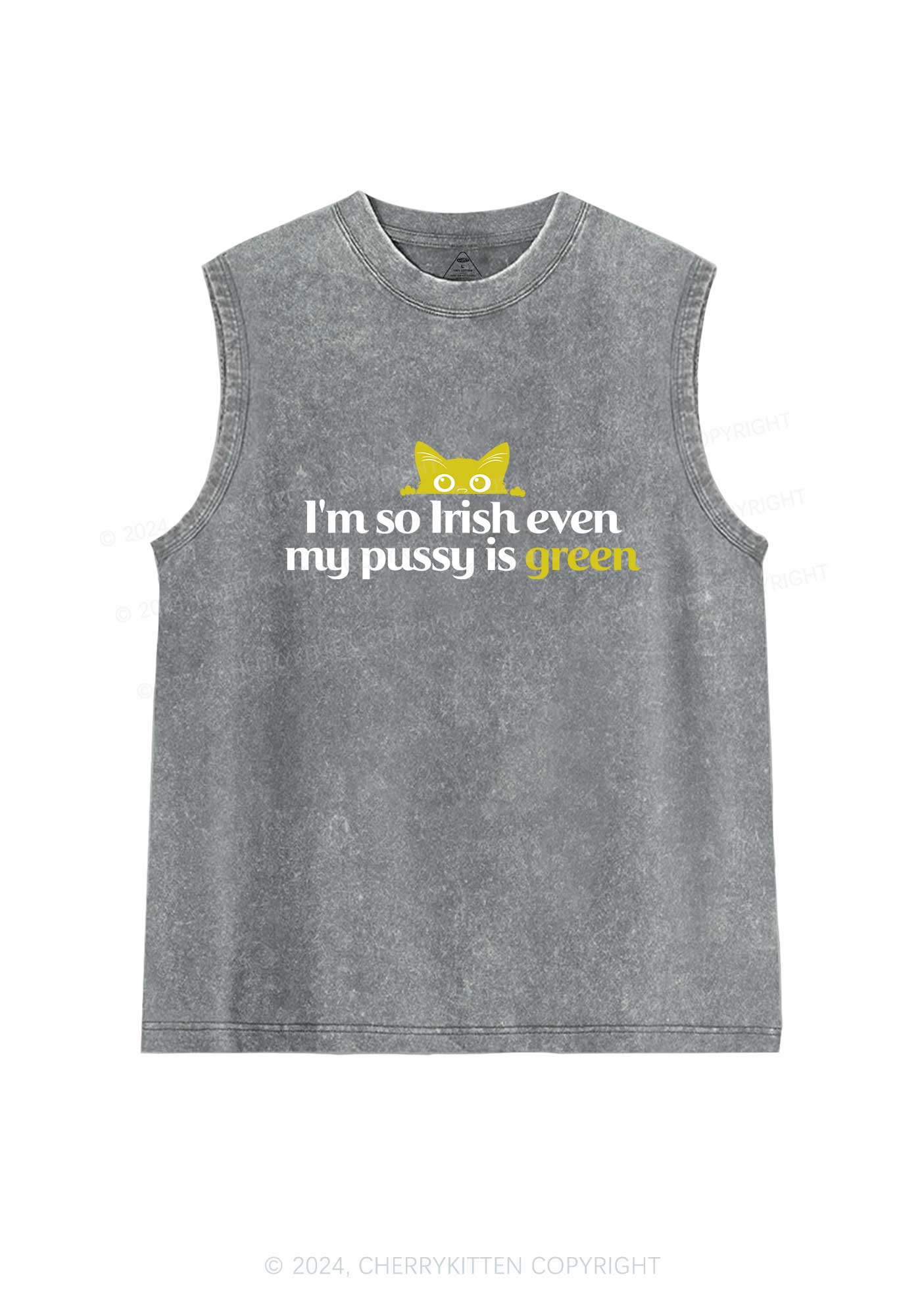 Green Puxxy St Patricks Y2K Washed Tank Cherrykitten - Image 5