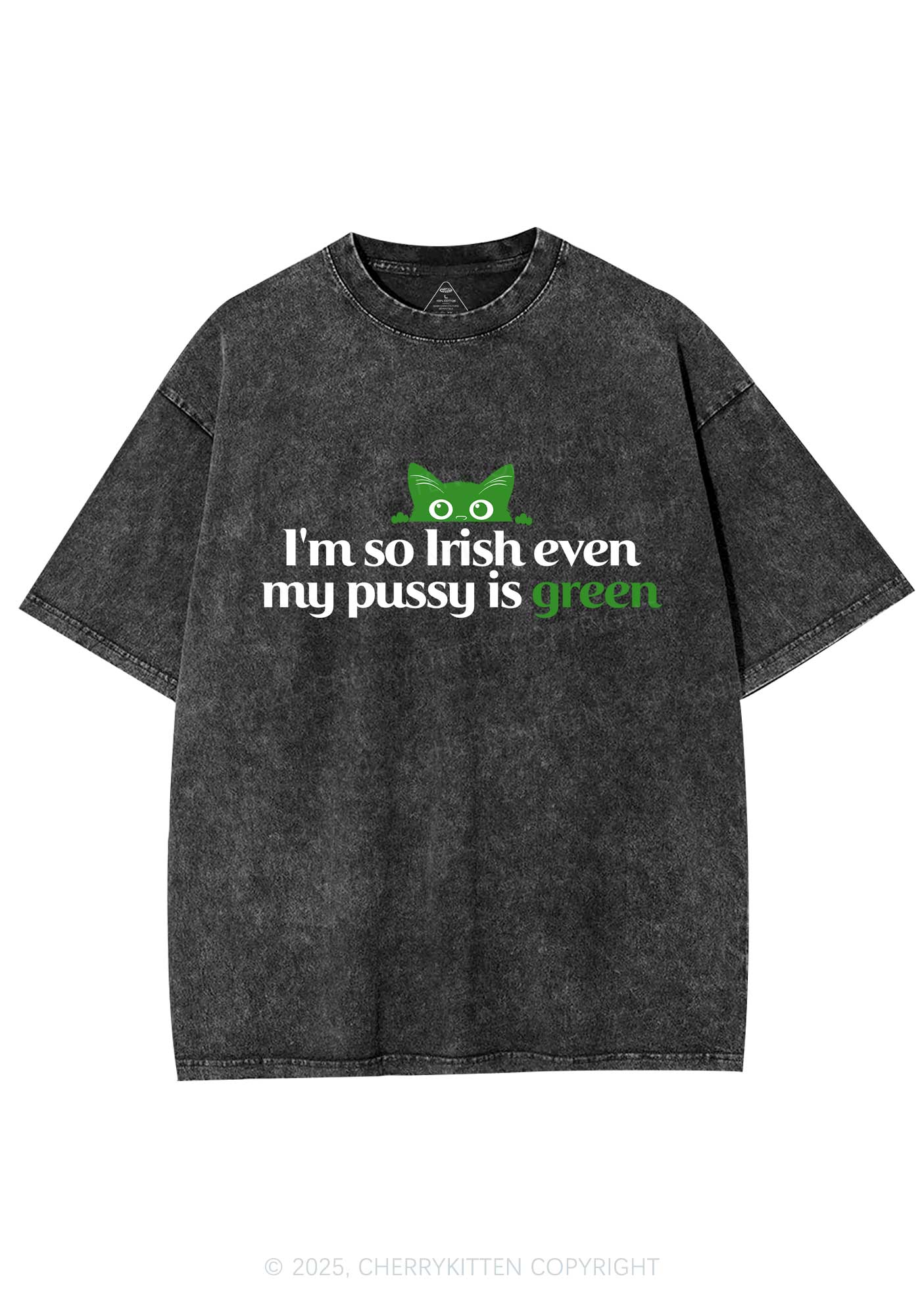Green Puxxy St Patricks Y2K Washed Tee Cherrykitten - Image 4