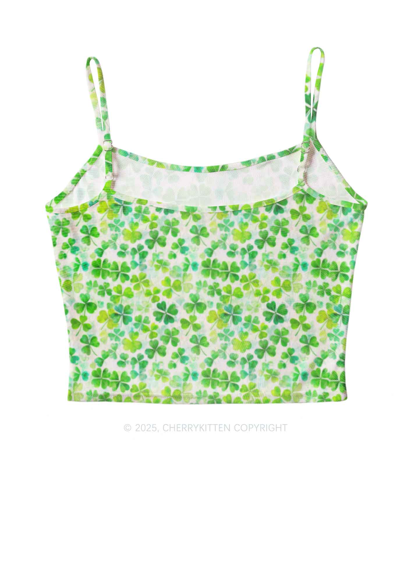 Green Shamrock Y2K Mesh Cami Tank Cherrykitten - Image 2