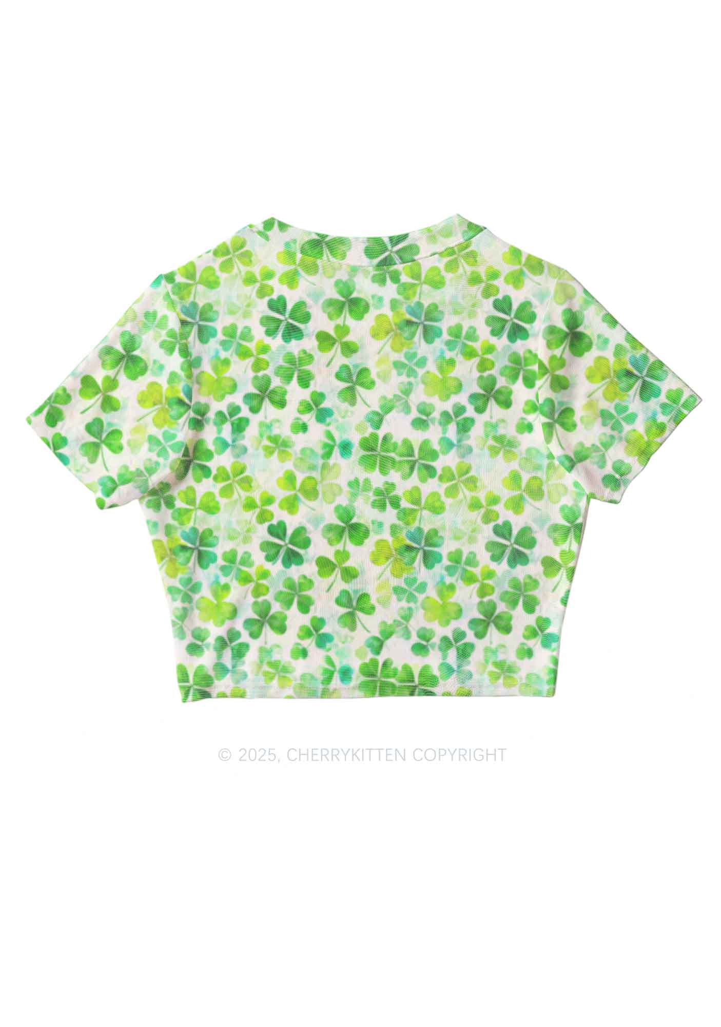 Green Shamrock Y2K Mesh Crop Top Cherrykitten - Image 2