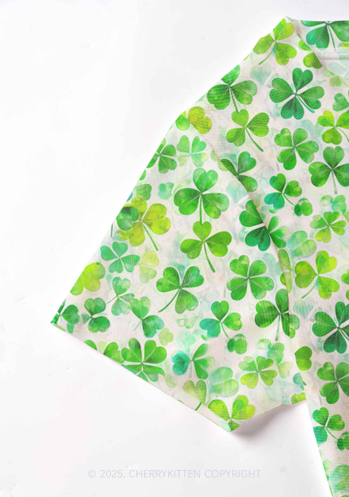 Green Shamrock Y2K Mesh Crop Top Cherrykitten - Image 3
